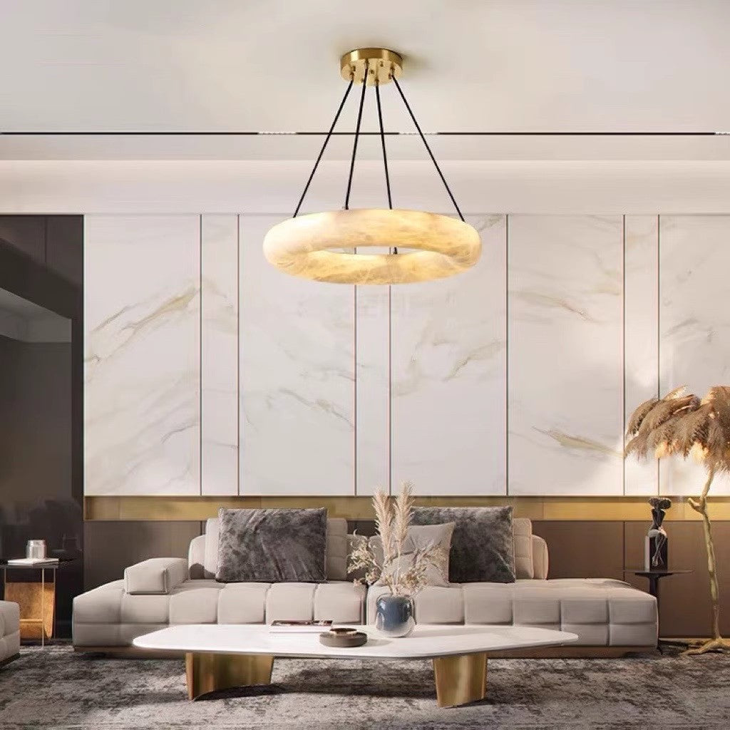 Freyza | Alvynora Brass Alabaster Brass Chandelier – Dining Room Living Room
