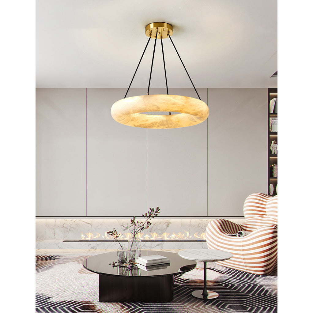 Freyza | Alvynora Brass Alabaster Brass Chandelier – Dining Room Living Room