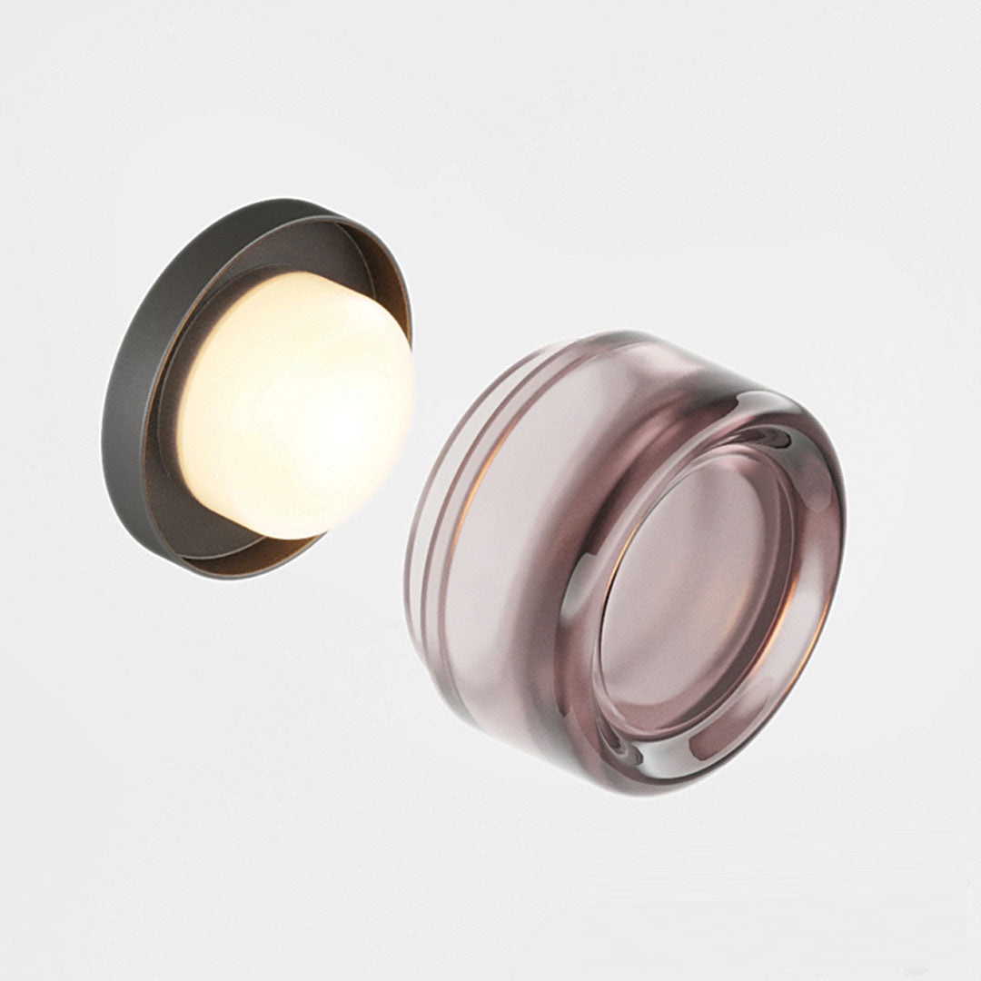 Freyza - Modern Dimpled Glass Wall Sconce - 30cm Textured Cylinder Wall Lamp - E27 Metal Fixture for Hallway & Bedroom