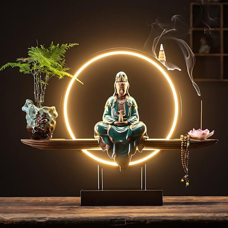 SerenityGlow | Elegant Dual-Function Table Lamp and Incense Burner 8