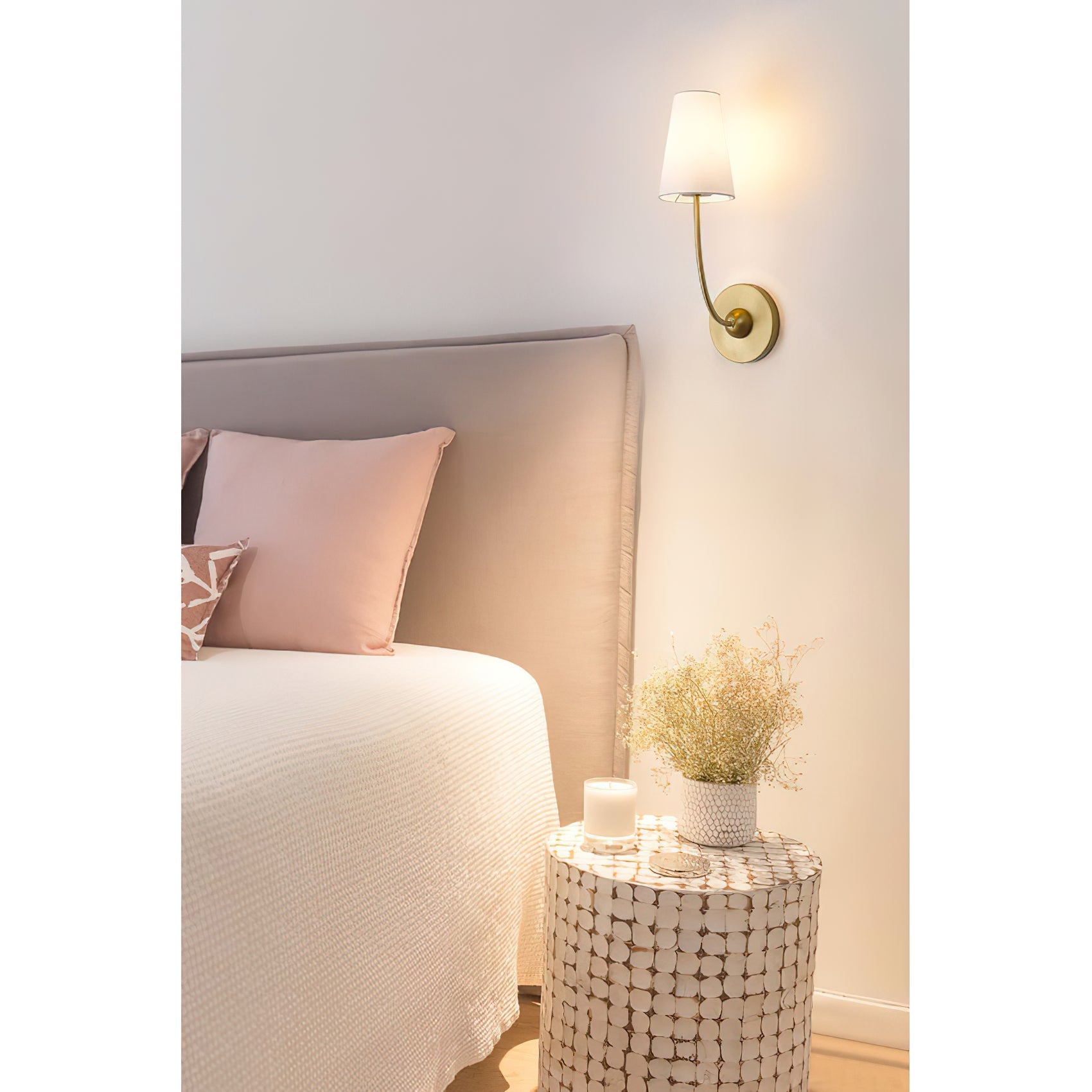 Freyza | Aldoren Vintage Brass Brass Fabric Wall Light – Vintage Bedroom Hallway