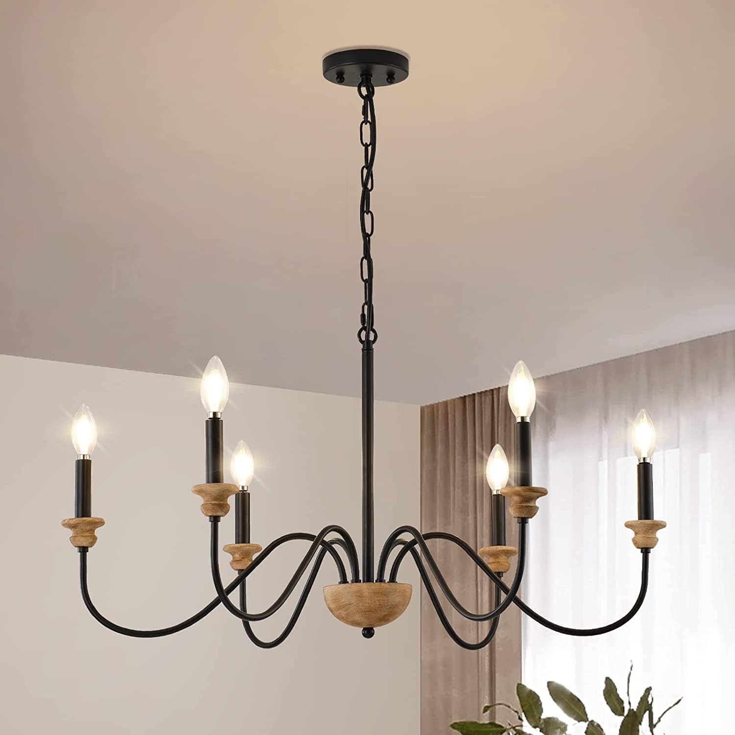 Freyza | Zalaeira Vintage-Industrieller Holz-Kronleuchter – Industrielles Esszimmer-Wohnzimmer
