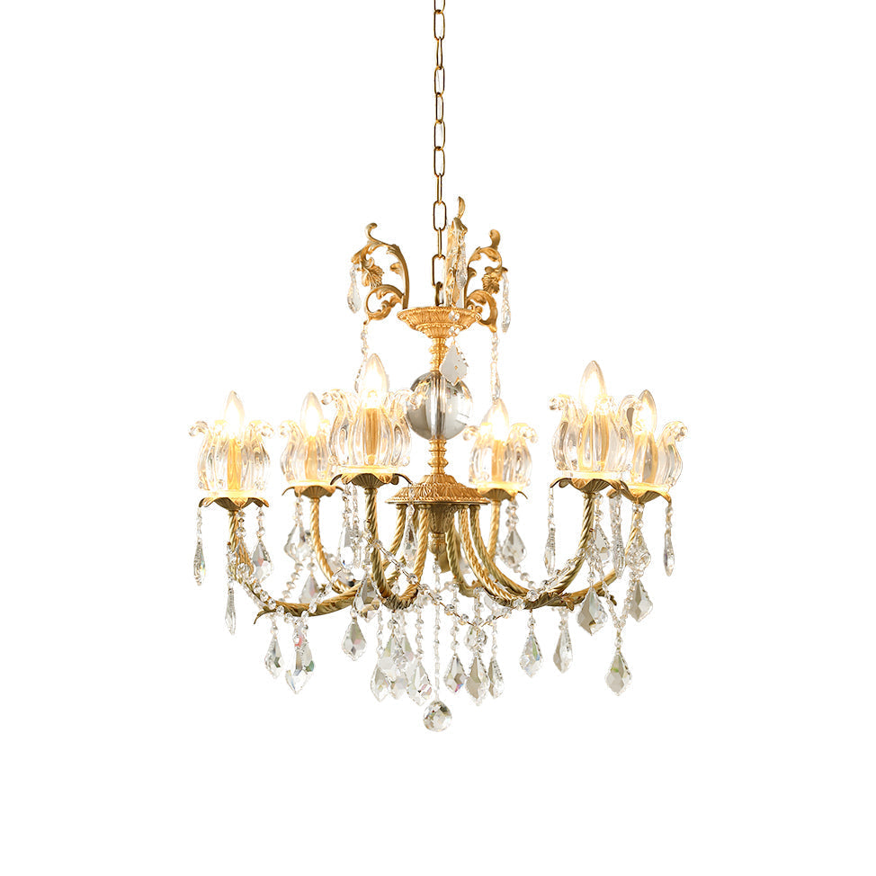 Freyza | Evynyra Lustre postmoderne de luxe en laiton et cristal – Salle à manger et salon modernes