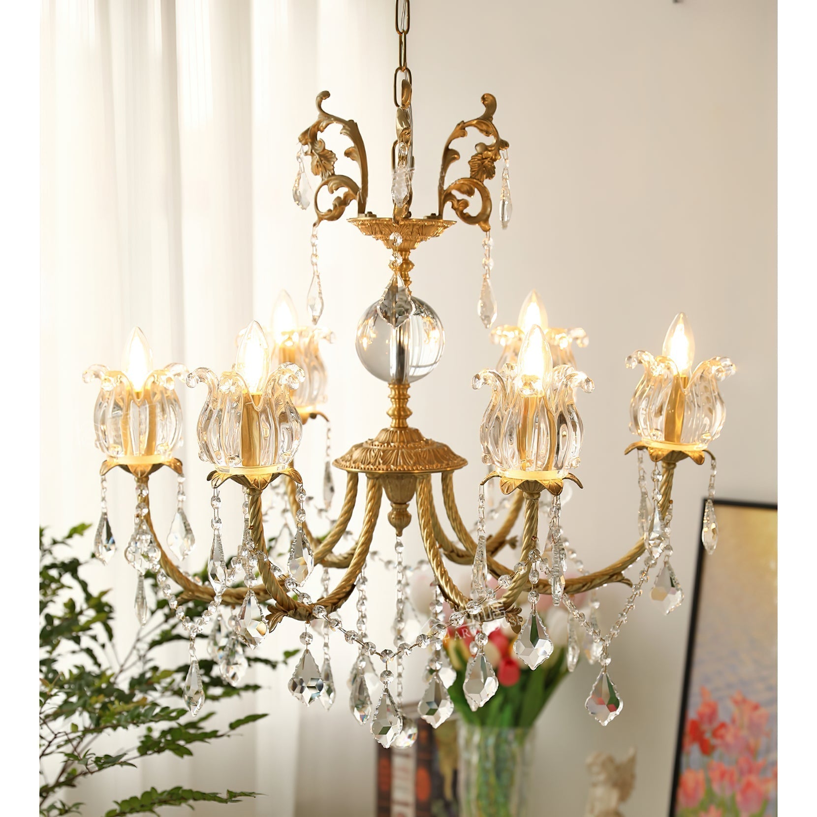 Freyza | Evynyra Lustre postmoderne de luxe en laiton et cristal – Salle à manger et salon modernes