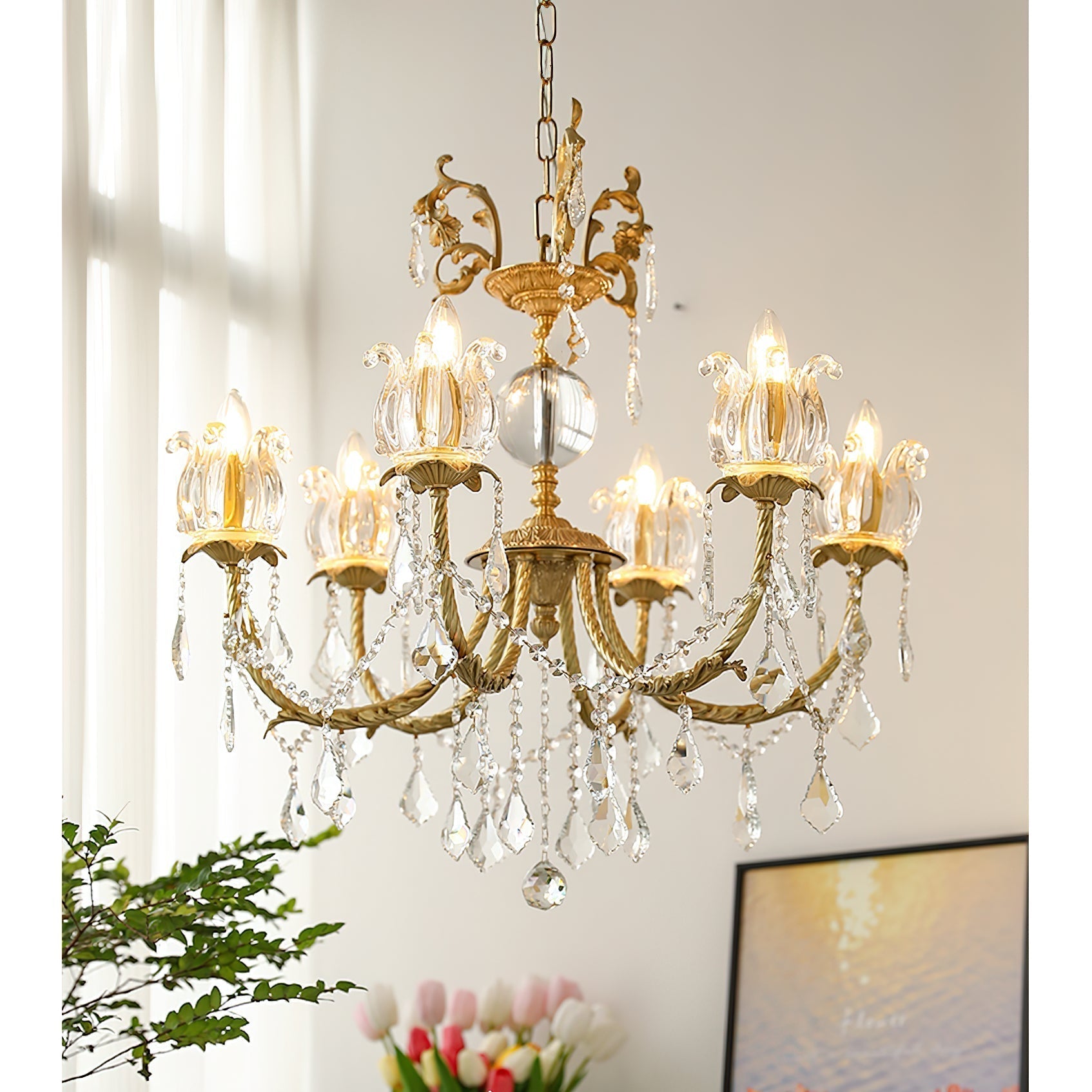 Freyza | Evynyra Lustre postmoderne de luxe en laiton et cristal – Salle à manger et salon modernes