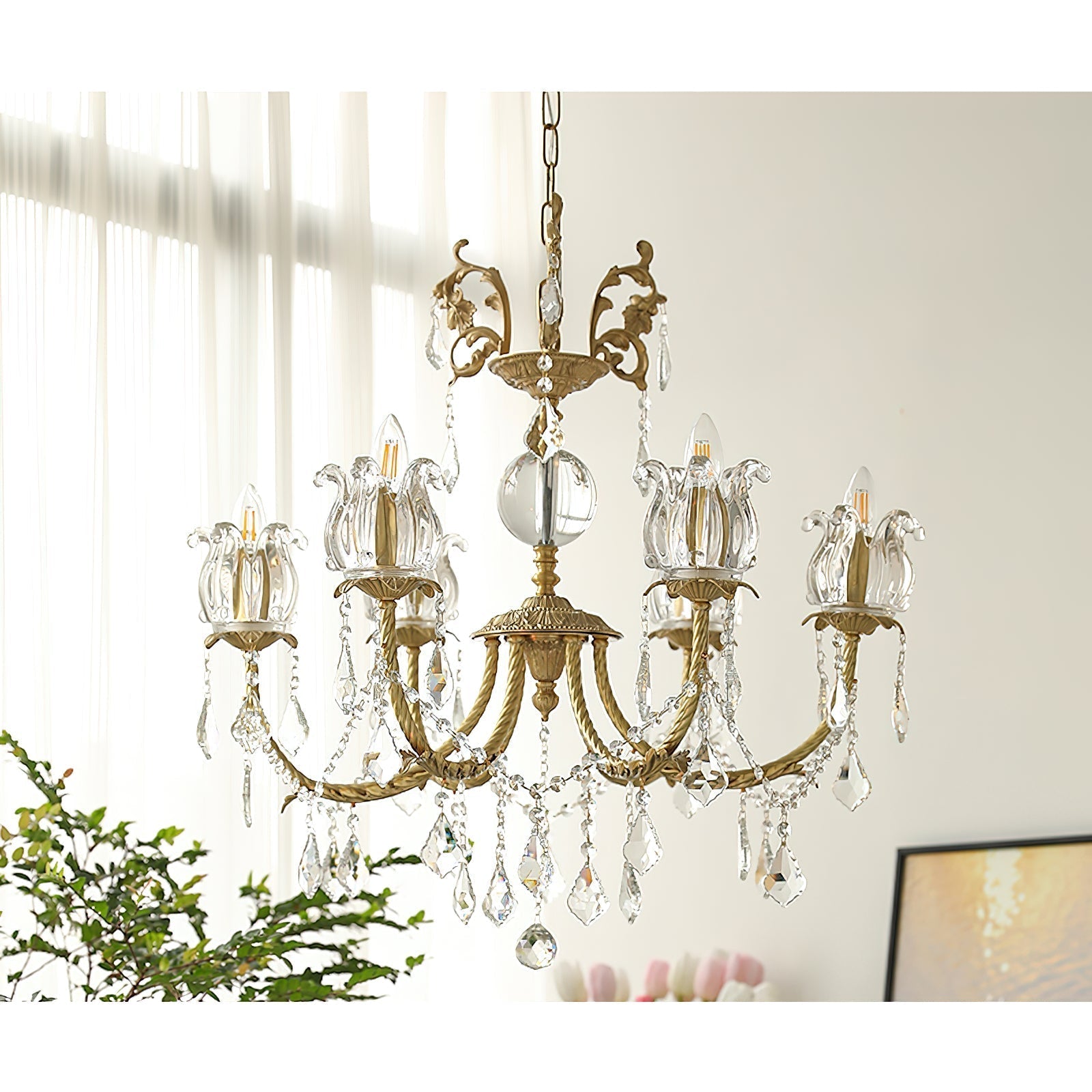Freyza | Evynyra Lustre postmoderne de luxe en laiton et cristal – Salle à manger et salon modernes