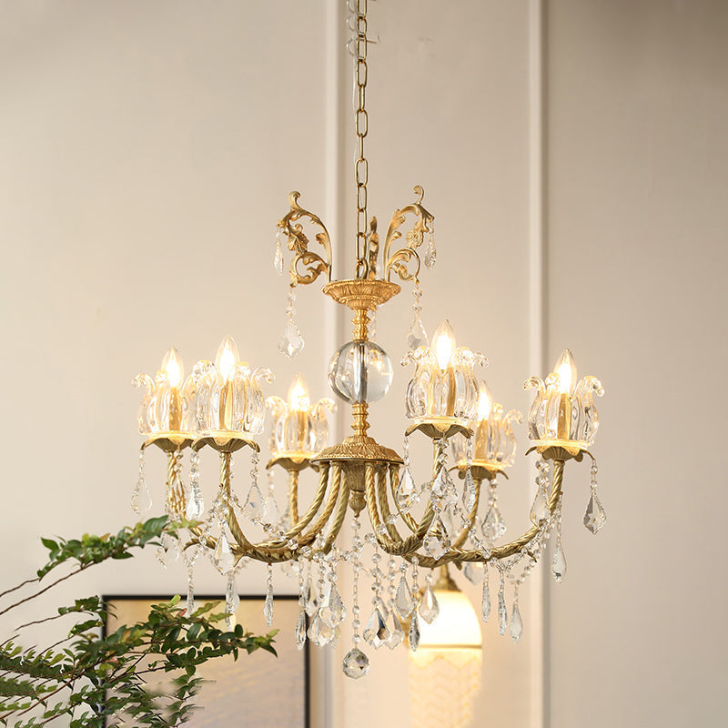 Freyza | Evynyra Lustre postmoderne de luxe en laiton et cristal – Salle à manger et salon modernes