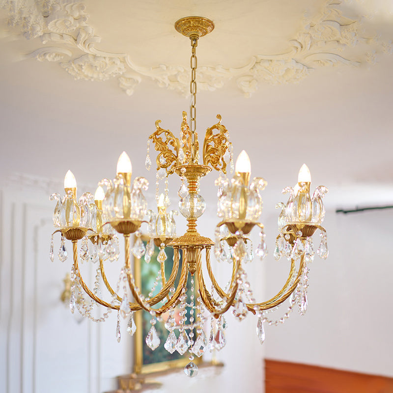 Freyza | Evynyra Lustre postmoderne de luxe en laiton et cristal – Salle à manger et salon modernes