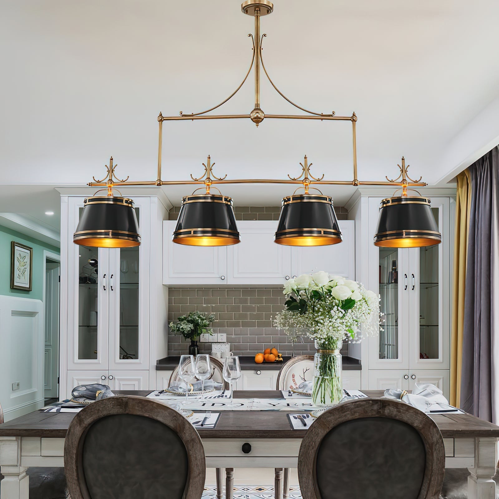 Freyza | Ulphaion Vintage Industrial Brass Chandelier – Industrial Dining Room Living Room