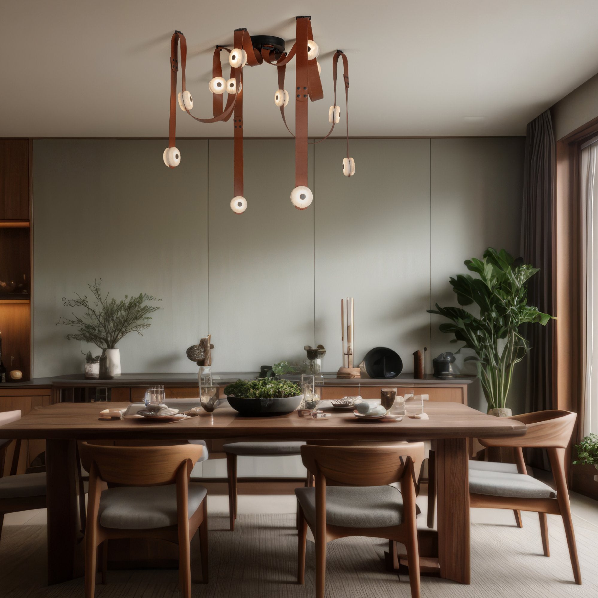 Freyza | Elraearis LED-Leder-Kronleuchter – Esszimmer Wohnzimmer