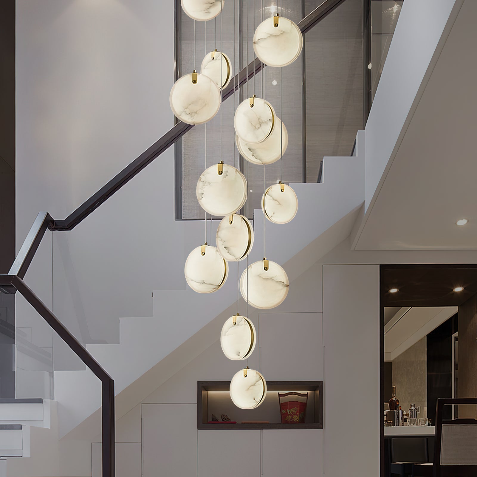 Freyza | Utalionis Brass Alabaster Brass Pendant Light – Kitchen Dining Room