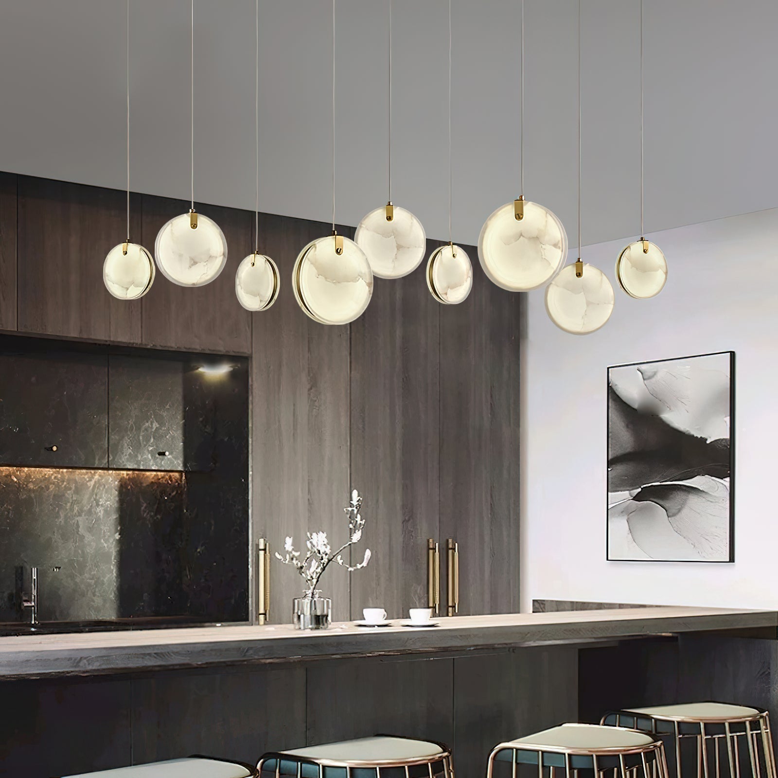 Freyza | Utalionis Brass Alabaster Brass Pendant Light – Kitchen Dining Room