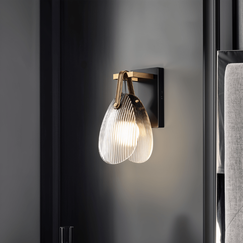 Solara | Stylish Ribbed Glass Modern Wall Sconce Lighting Fixture 0