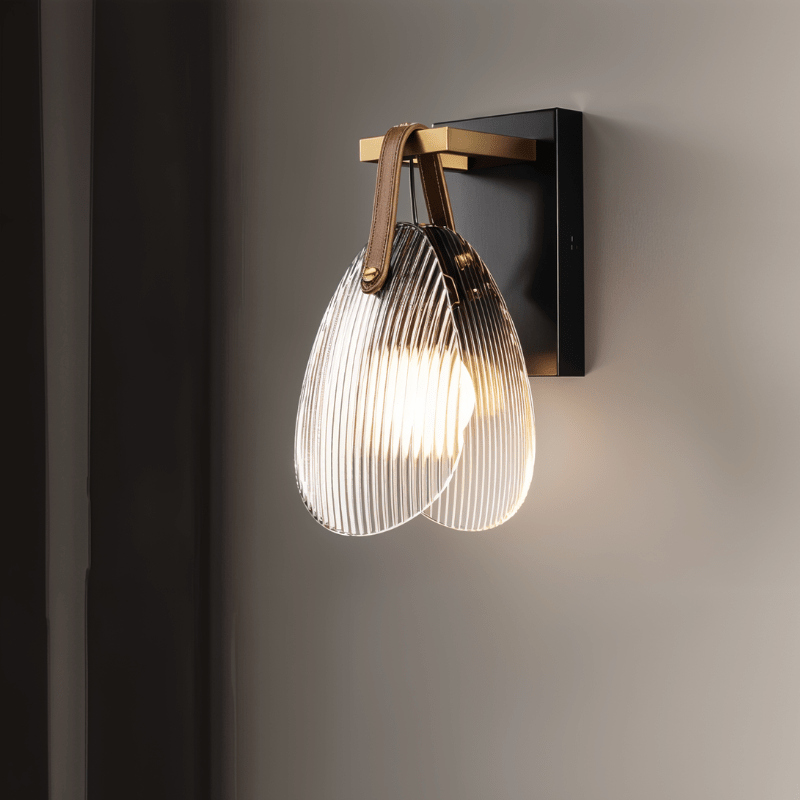 Solara | Stylish Ribbed Glass Modern Wall Sconce Lighting Fixture 1