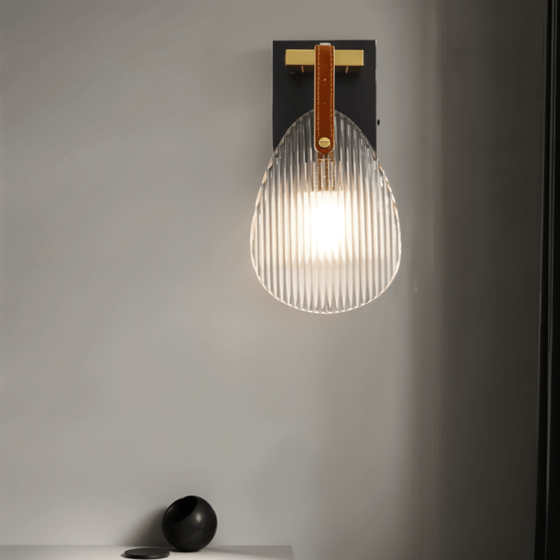Solara | Stylish Ribbed Glass Modern Wall Sconce Lighting Fixture 2