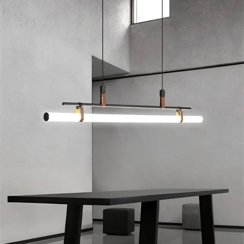 Freyza - Solin | Modern Black LED Tube Chandelier for Stylish Dining Rooms