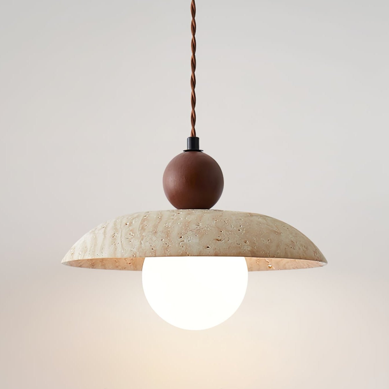 Freyza | Suspension en travertin Soleil – Luminaire pour cuisine et salle à manger