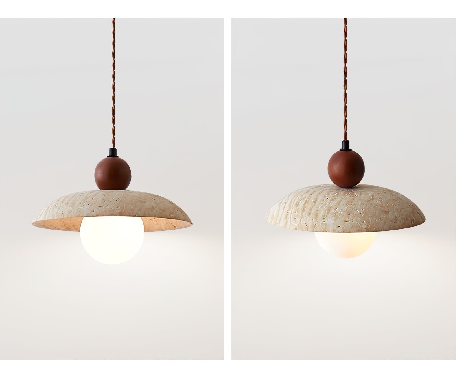 Freyza | Suspension en travertin Soleil – Luminaire pour cuisine et salle à manger