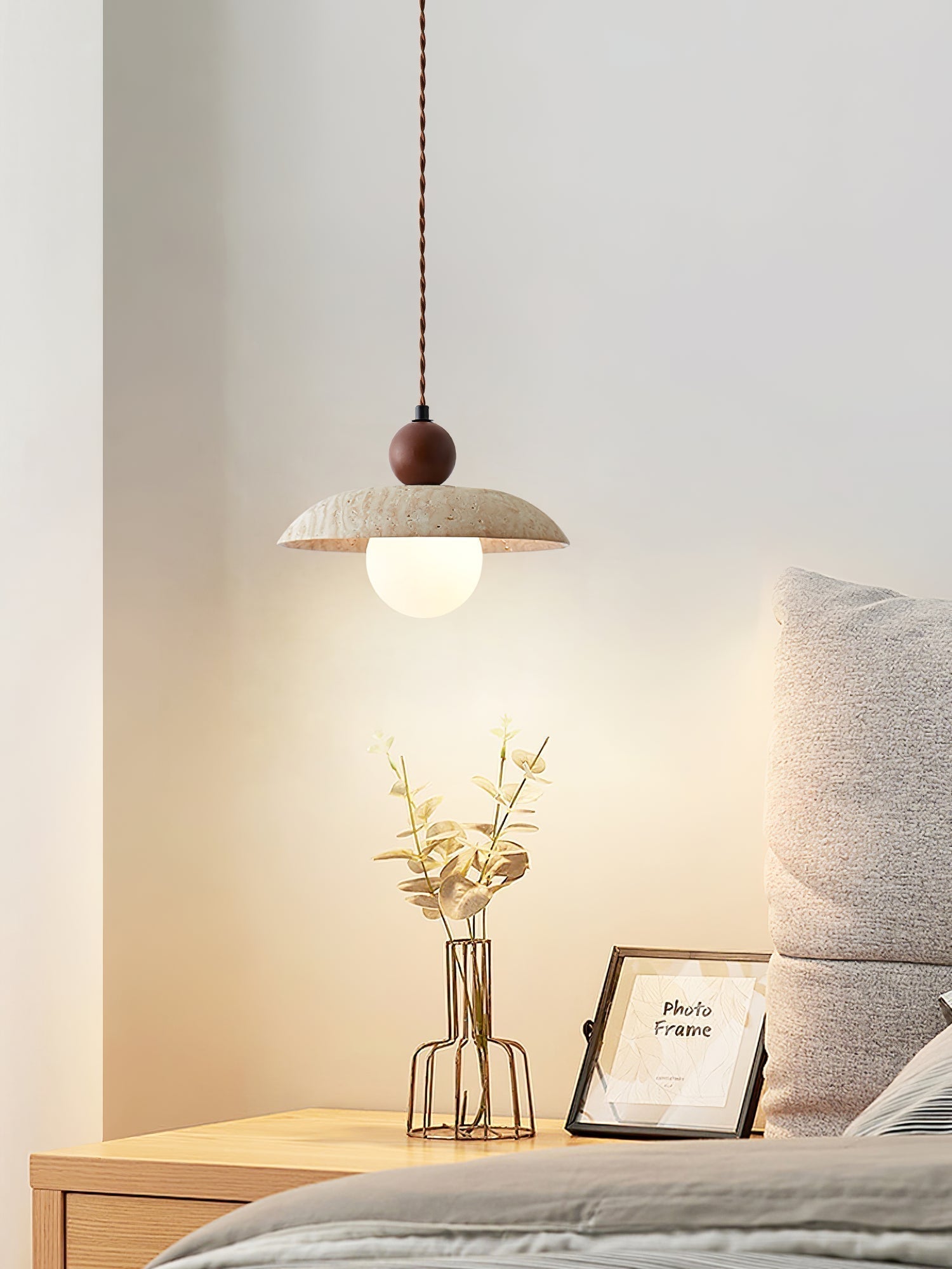 Freyza | Suspension en travertin Soleil – Luminaire pour cuisine et salle à manger