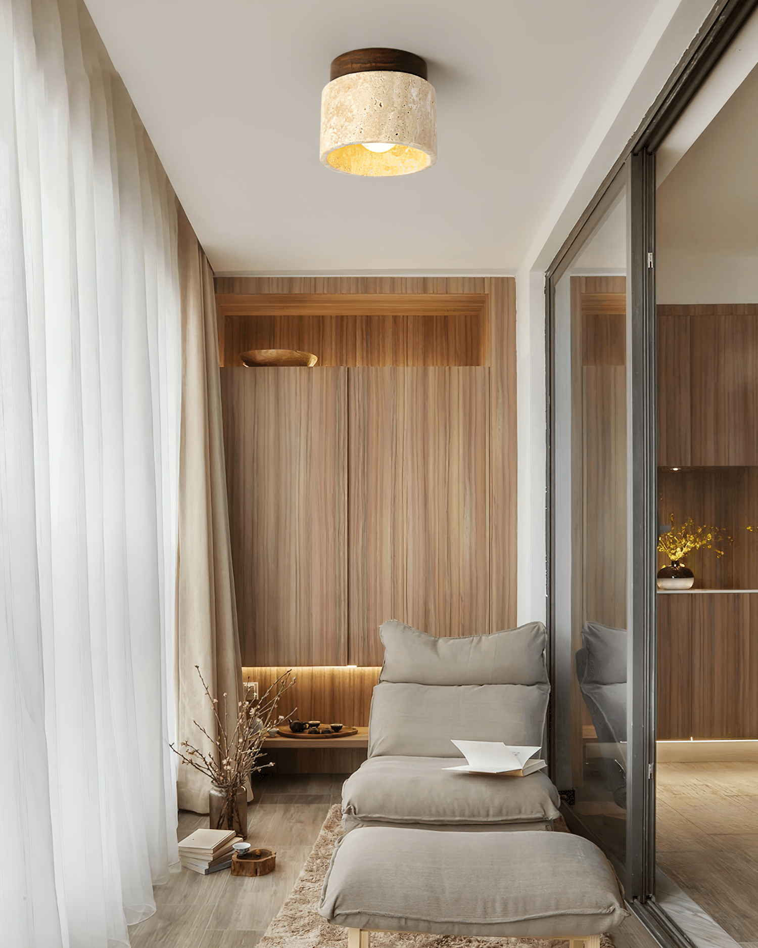 Freyza | Ritta Stein-Travertin-Deckenleuchte – Schlafzimmer Wohnzimmer