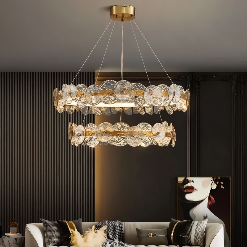 Freyza - Sovian | Elegant Sculptural Dual-Ring Glass Chandelier