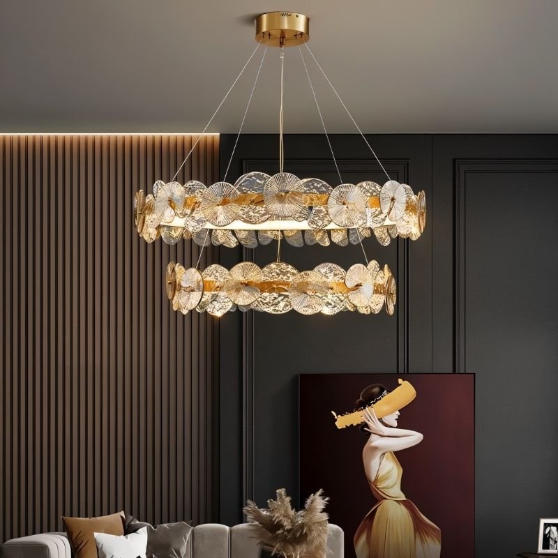 Freyza - Sovian | Elegant Sculptural Dual-Ring Glass Chandelier