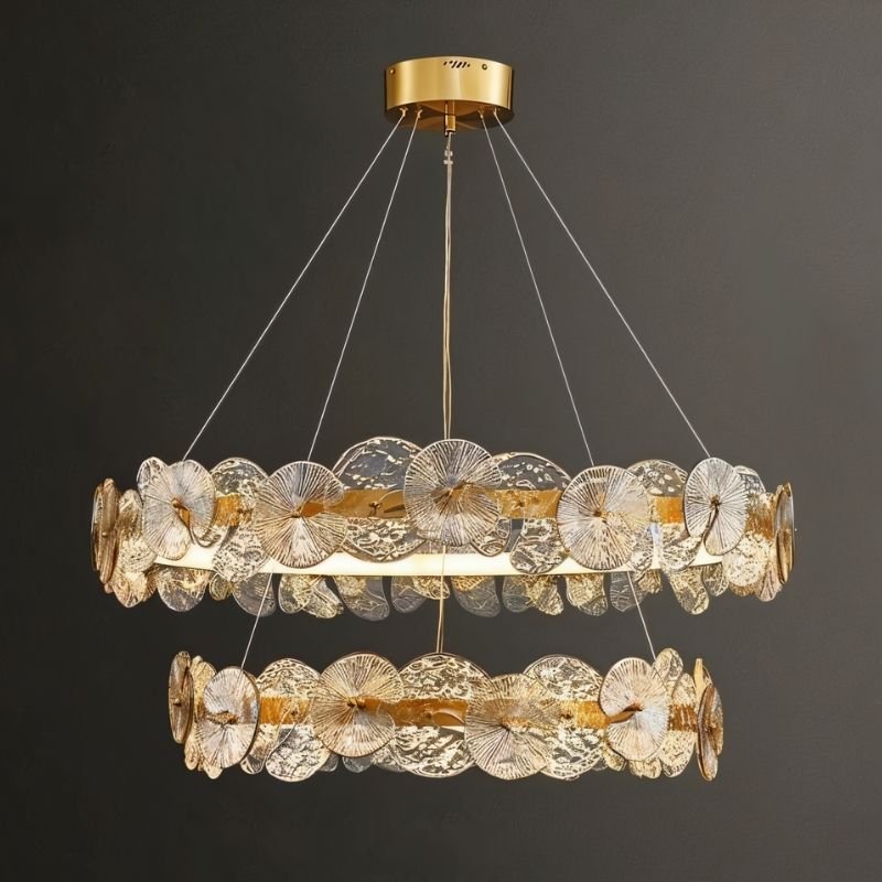 Freyza - Sovian | Elegant Sculptural Dual-Ring Glass Chandelier