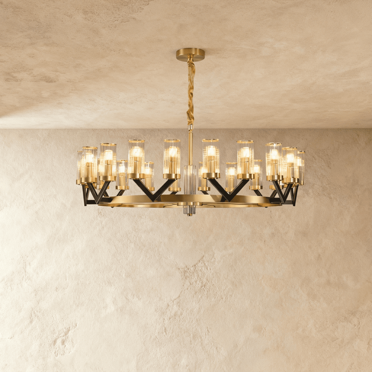 Freyza - Modern Gold Copper Glass Dining Room Chandelier Light