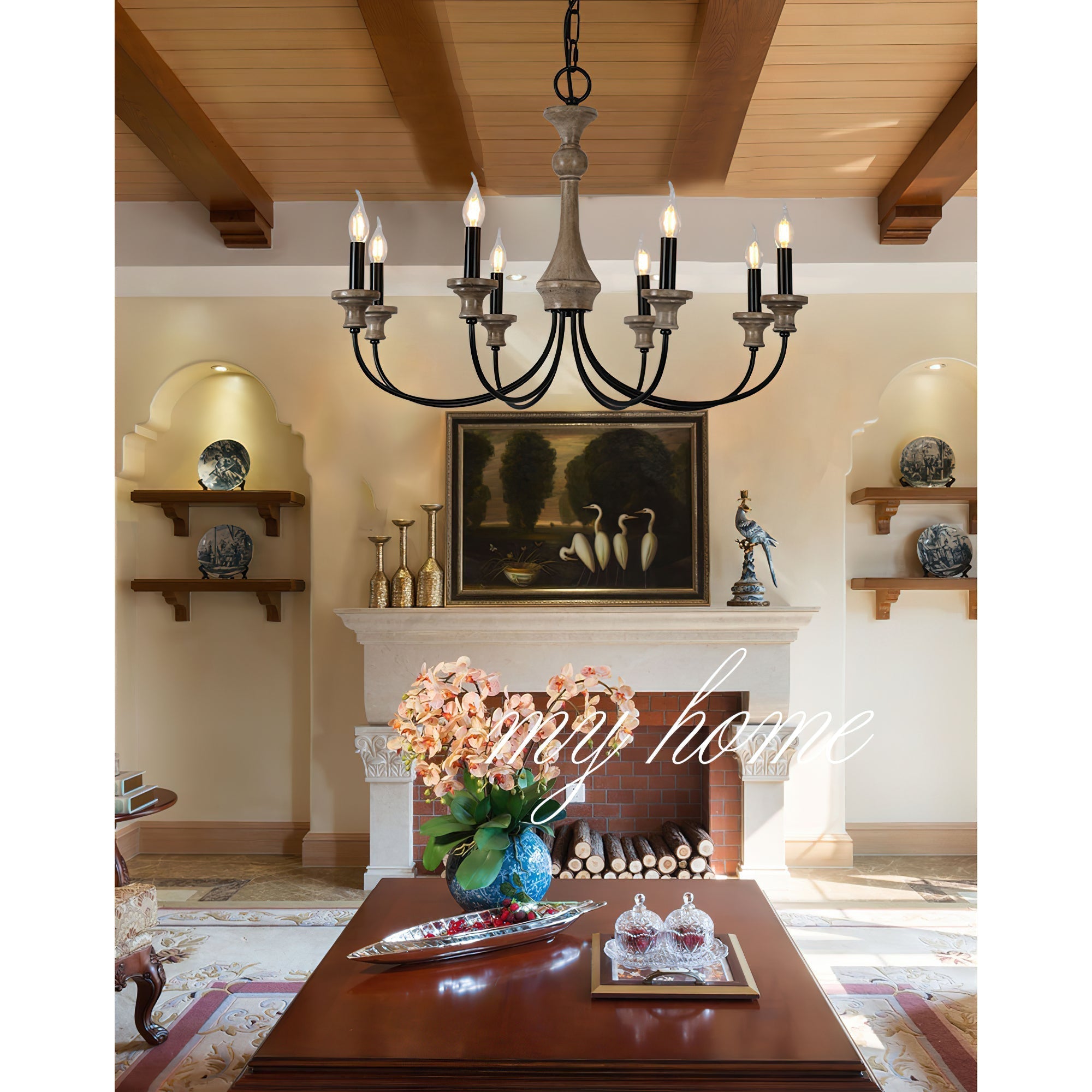Freyza | Zatheora Vintage Stardust Wood Chandelier – Vintage Dining Room Living Room