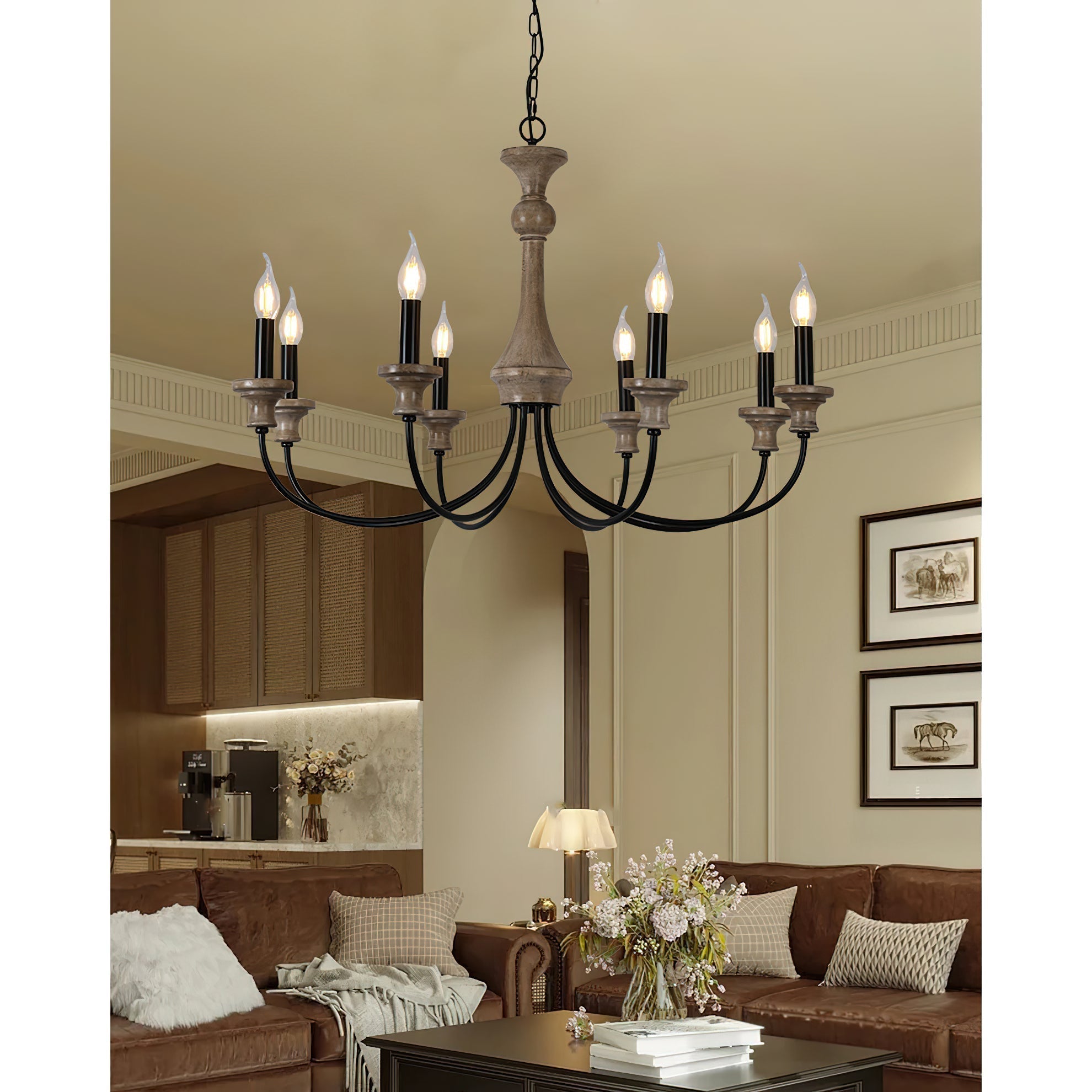 Freyza | Zatheora Vintage Stardust Wood Chandelier – Vintage Dining Room Living Room
