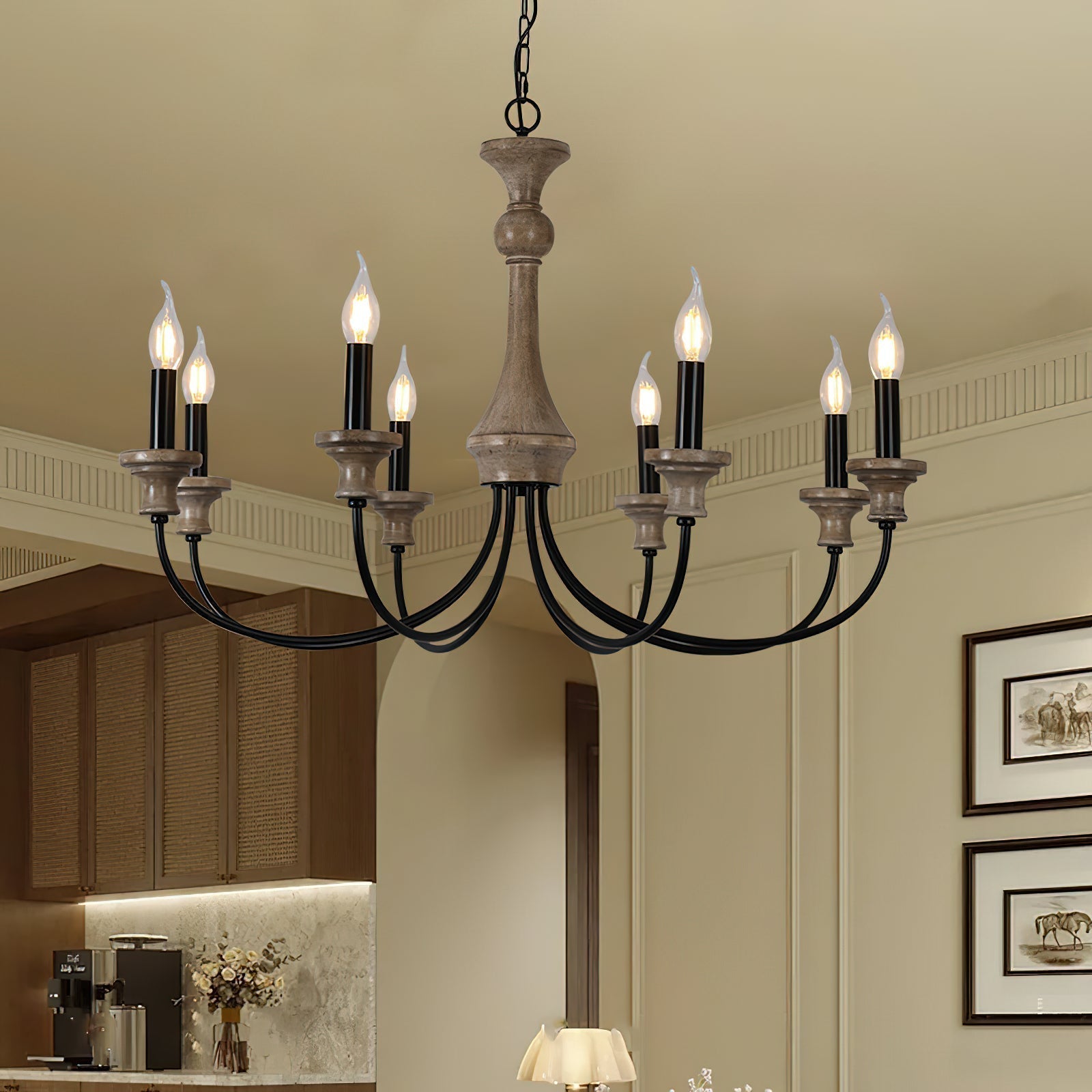 Freyza | Zatheora Vintage Stardust Wood Chandelier – Vintage Dining Room Living Room