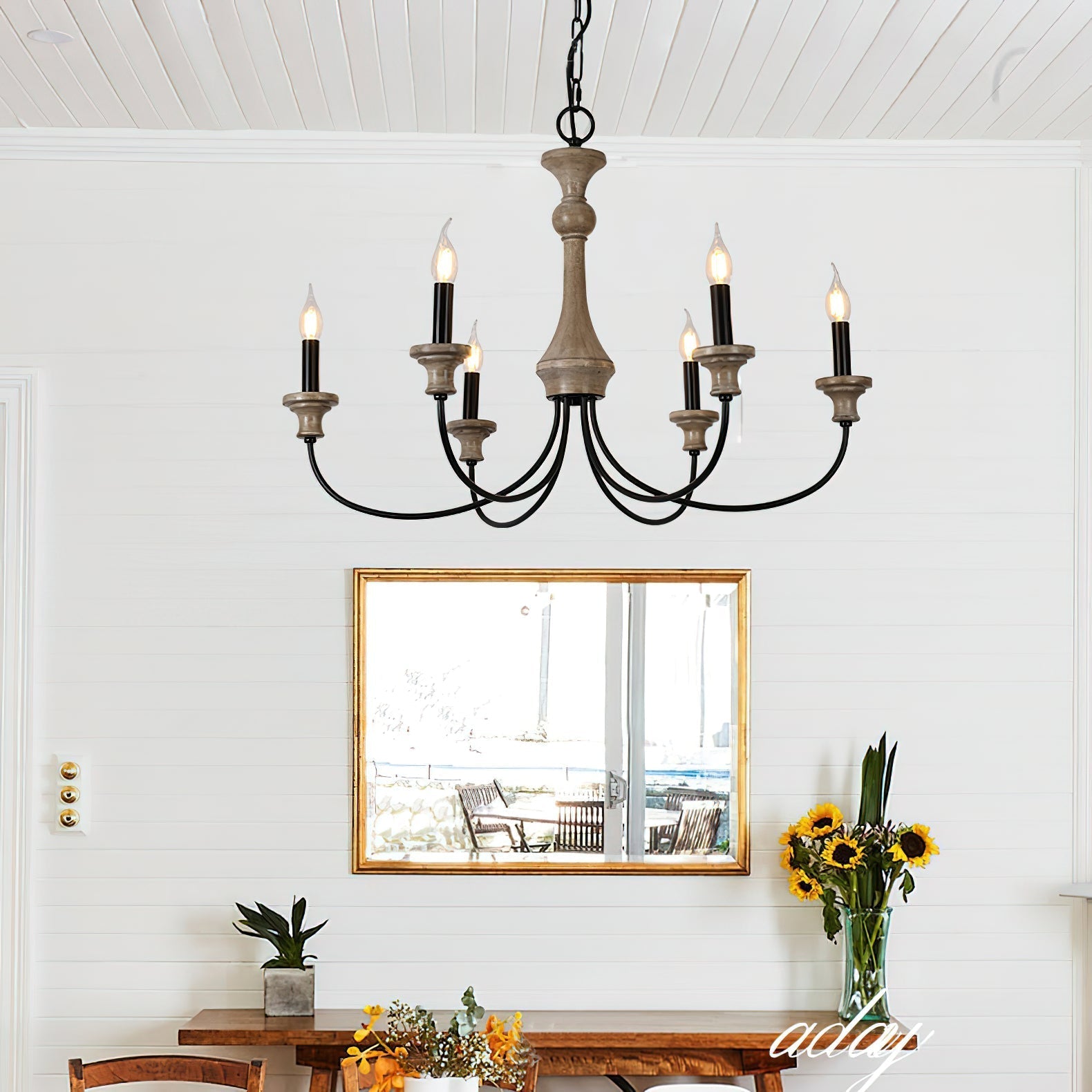 Freyza | Zatheora Vintage Stardust Wood Chandelier – Vintage Dining Room Living Room