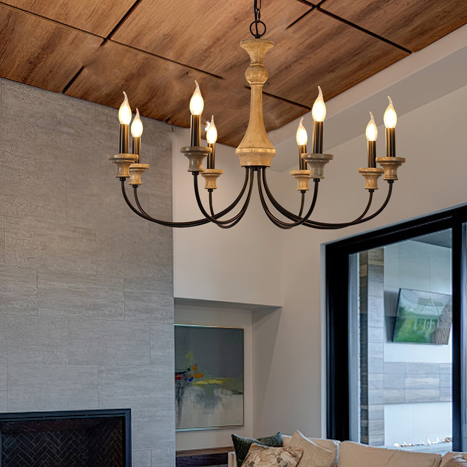 Freyza | Zatheora Vintage Stardust Wood Chandelier – Vintage Dining Room Living Room