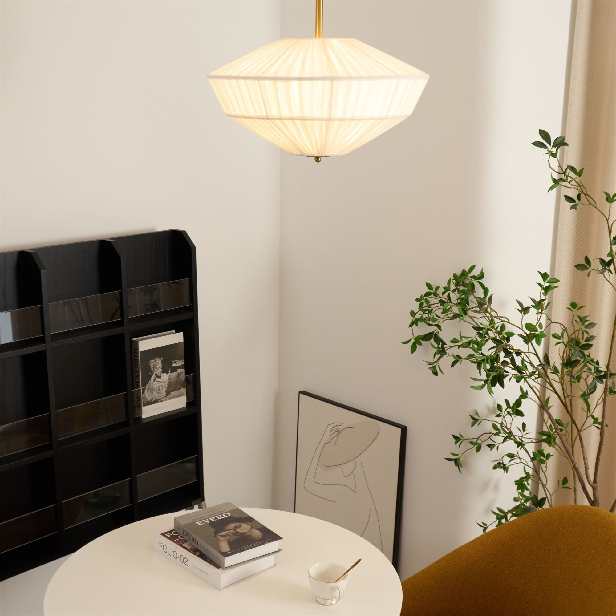 Freyza | Casoreth Pleated Fabric Fabric Ceiling Light – Bedroom Living Room