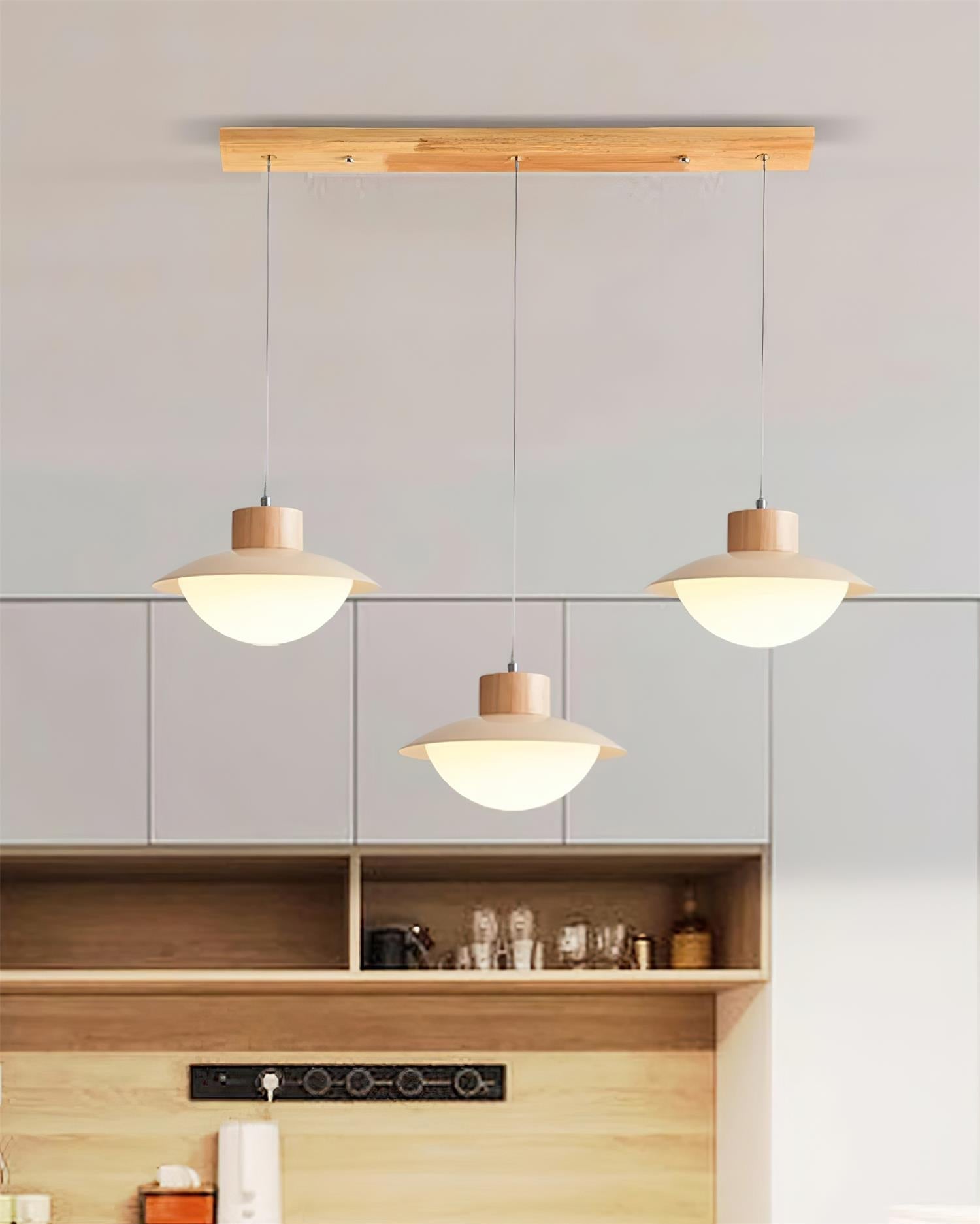 Freyza | Suspension en métal et bois – Luminaire suspendu minimaliste pour cuisine et salle à manger