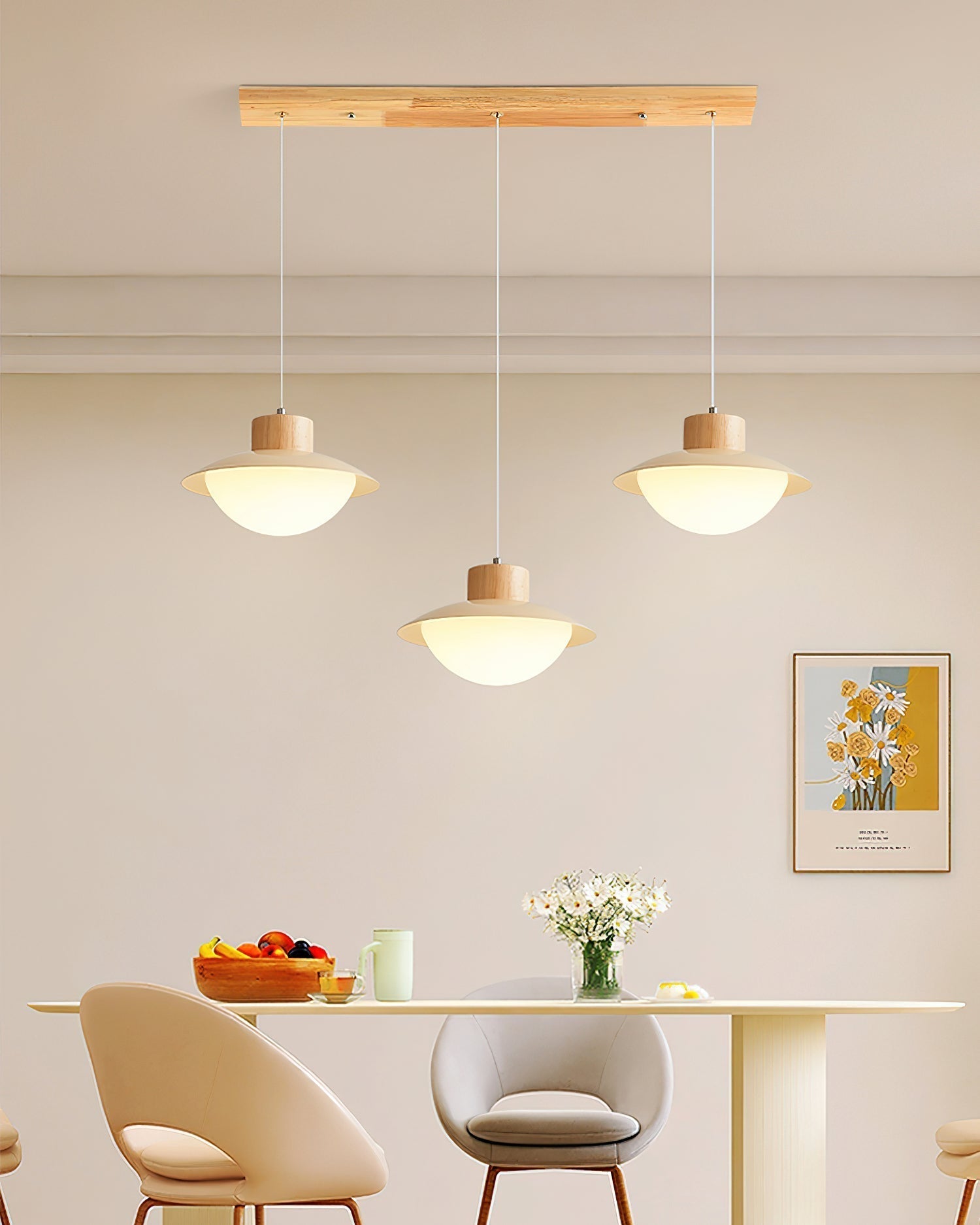 Freyza | Suspension en métal et bois – Luminaire suspendu minimaliste pour cuisine et salle à manger
