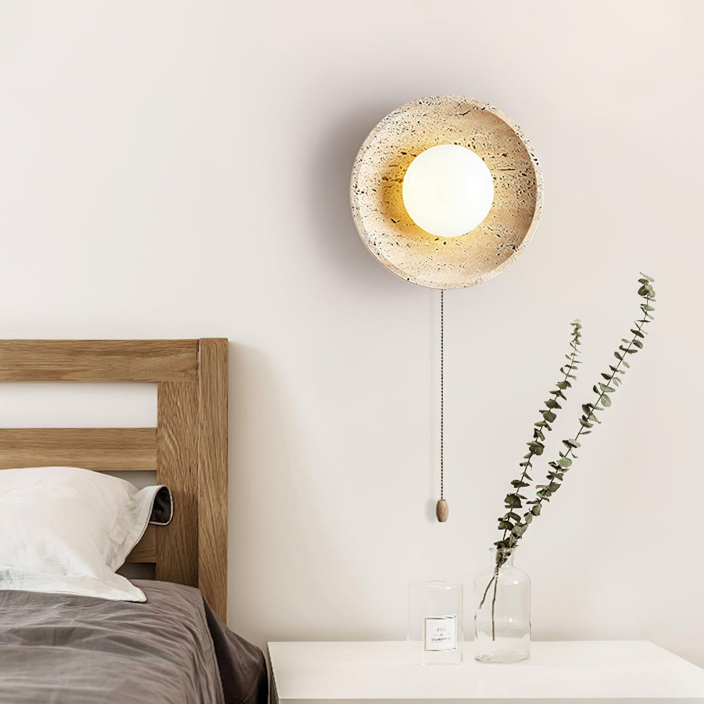 Freyza | Applique murale en travertin Vephair à structure en forme de bol – chambre, couloir