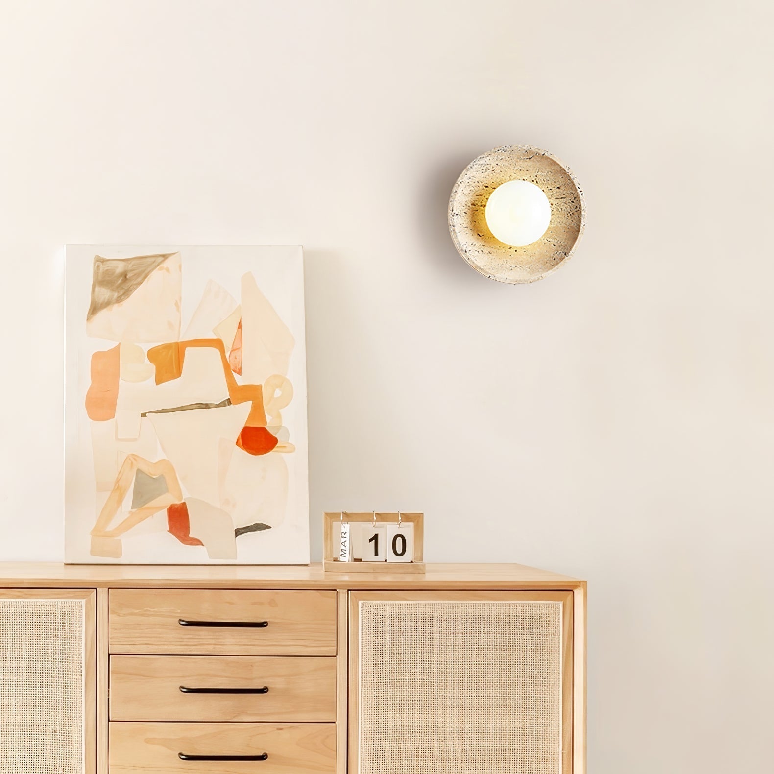 Freyza | Applique murale en travertin Vephair à structure en forme de bol – chambre, couloir