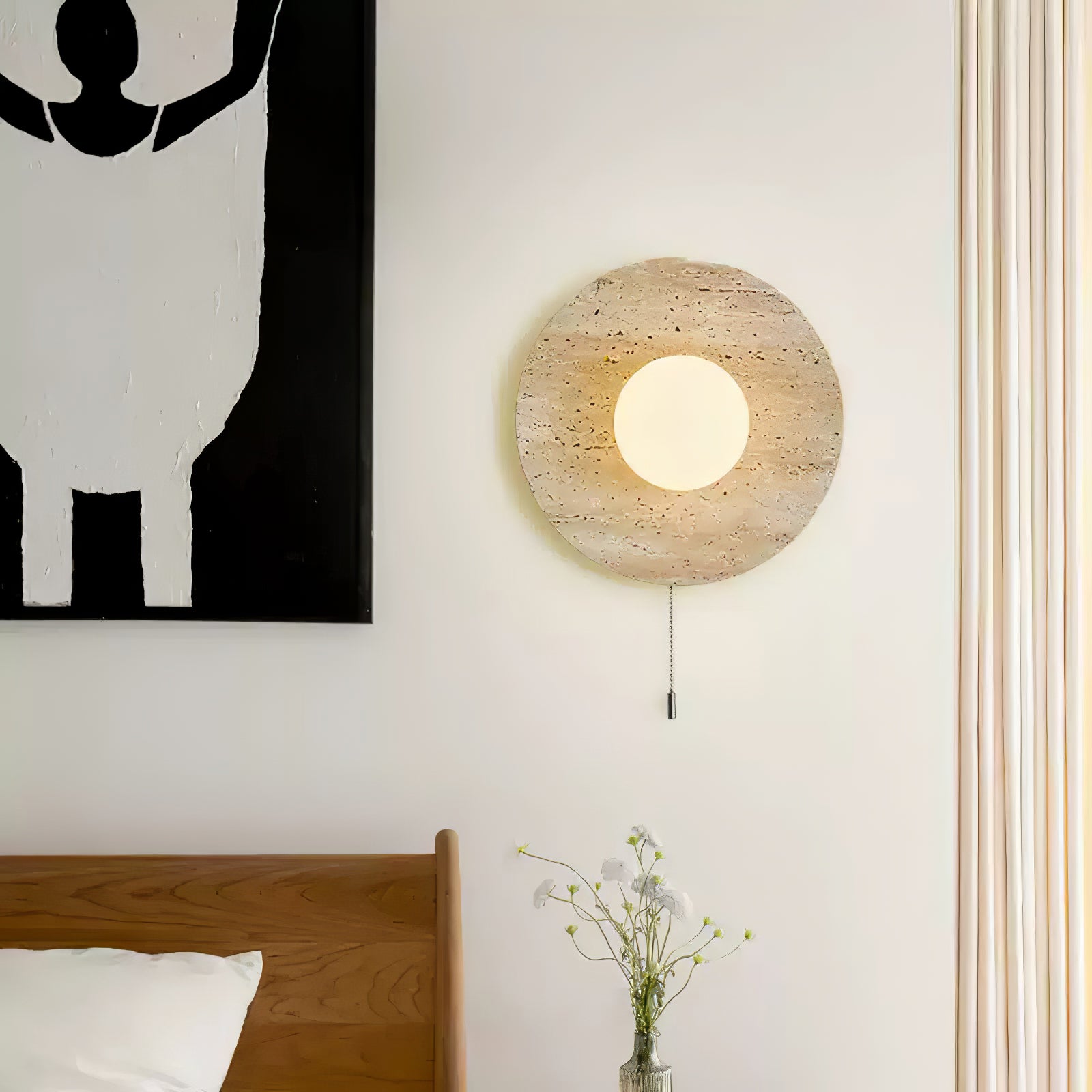 Freyza | Applique murale en travertin Vephair à structure en forme de bol – chambre, couloir