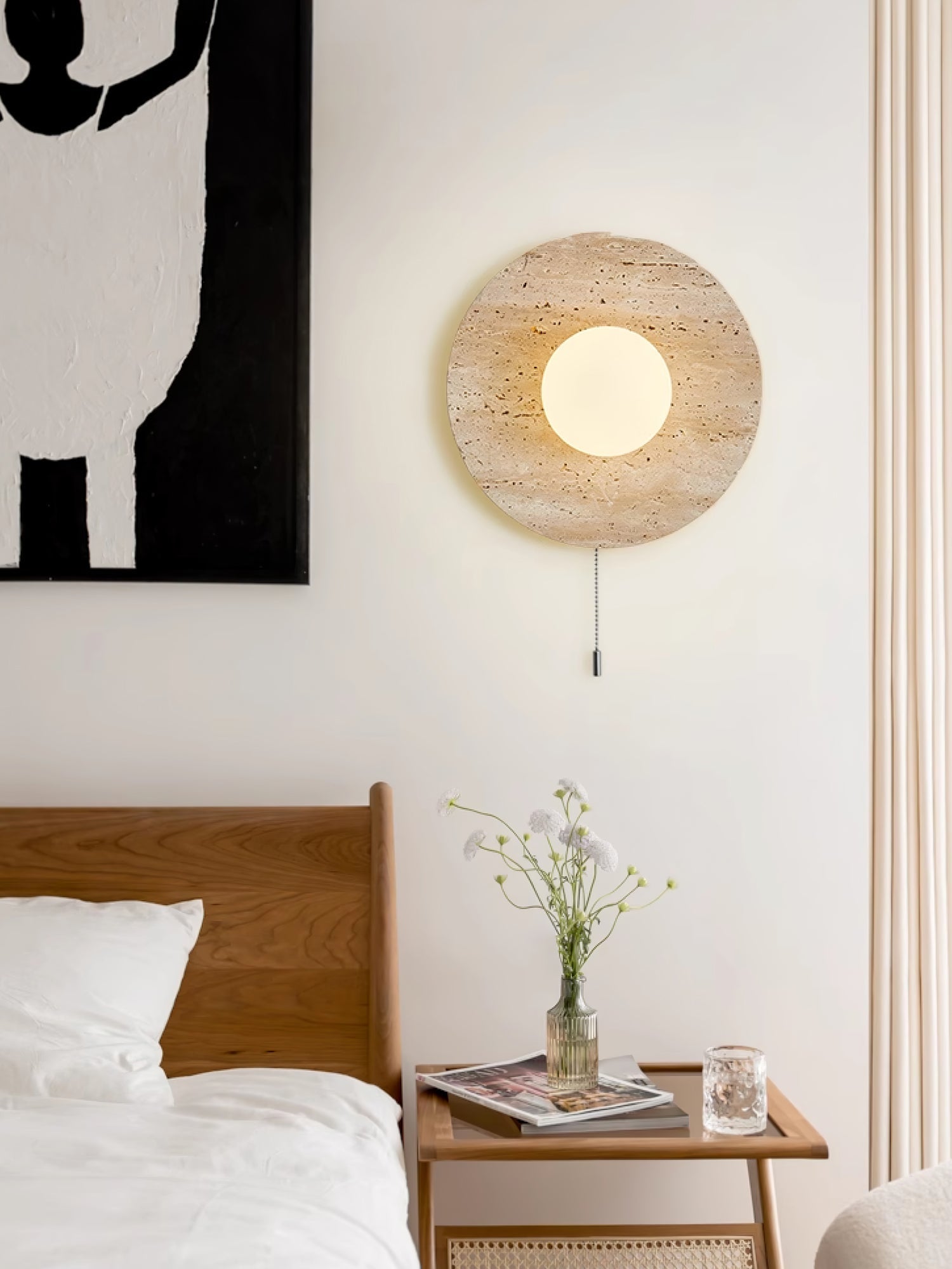 Freyza | Applique murale en travertin Vephair à structure en forme de bol – chambre, couloir