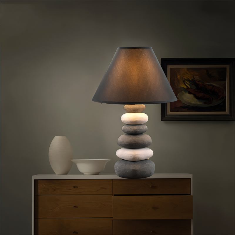 Stoneluxe | Elegant Cozy Ceramic Bedside Table Lamp with Fabric Shade 3