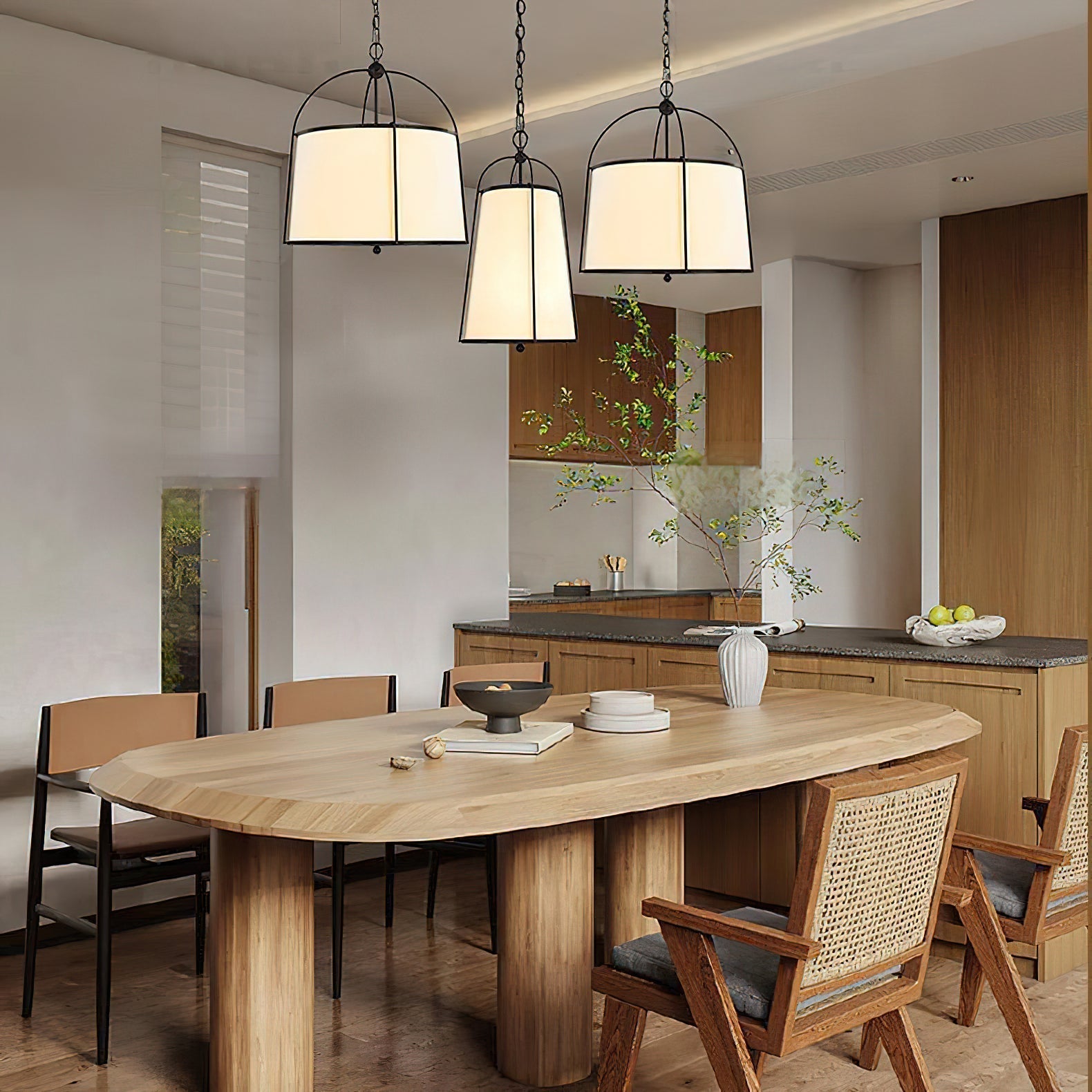Freyza | Flare Vintage Industrial Fabric Pendant Light – Industrial Kitchen Dining Room