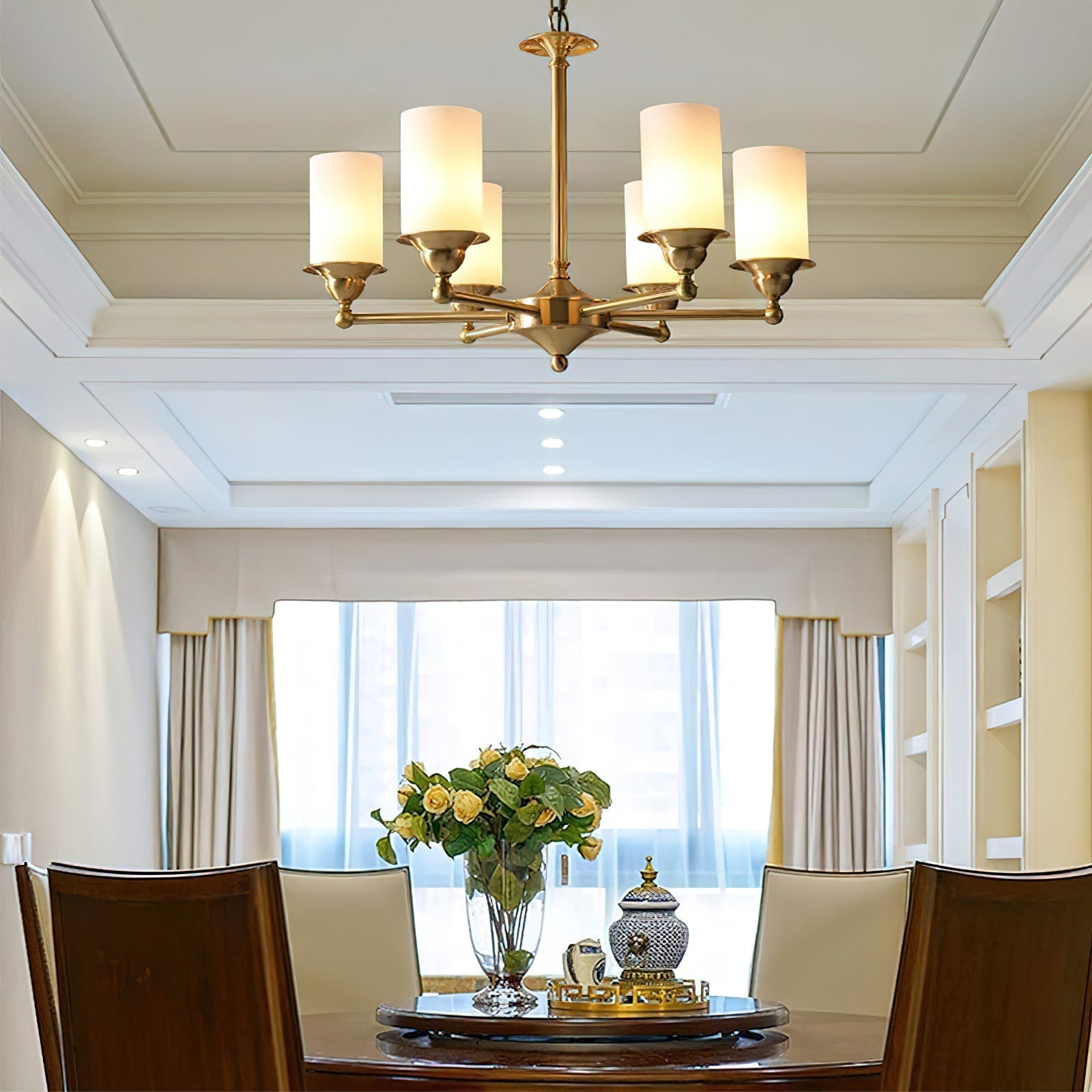 Freyza | Idorara Postmodern Luxury Brass Glass Chandelier – Modern Dining Room Living Room