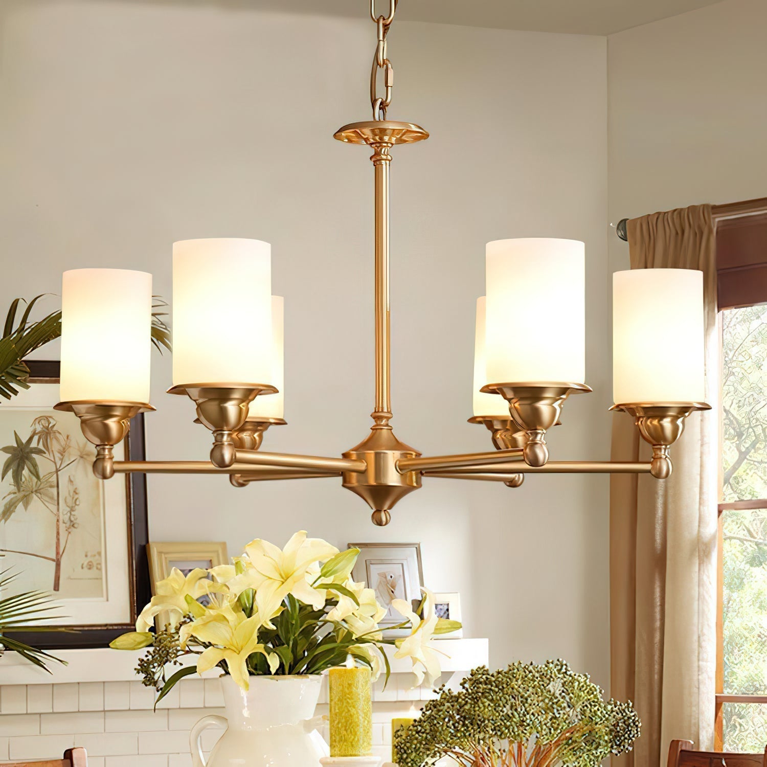 Freyza | Idorara Postmodern Luxury Brass Glass Chandelier – Modern Dining Room Living Room