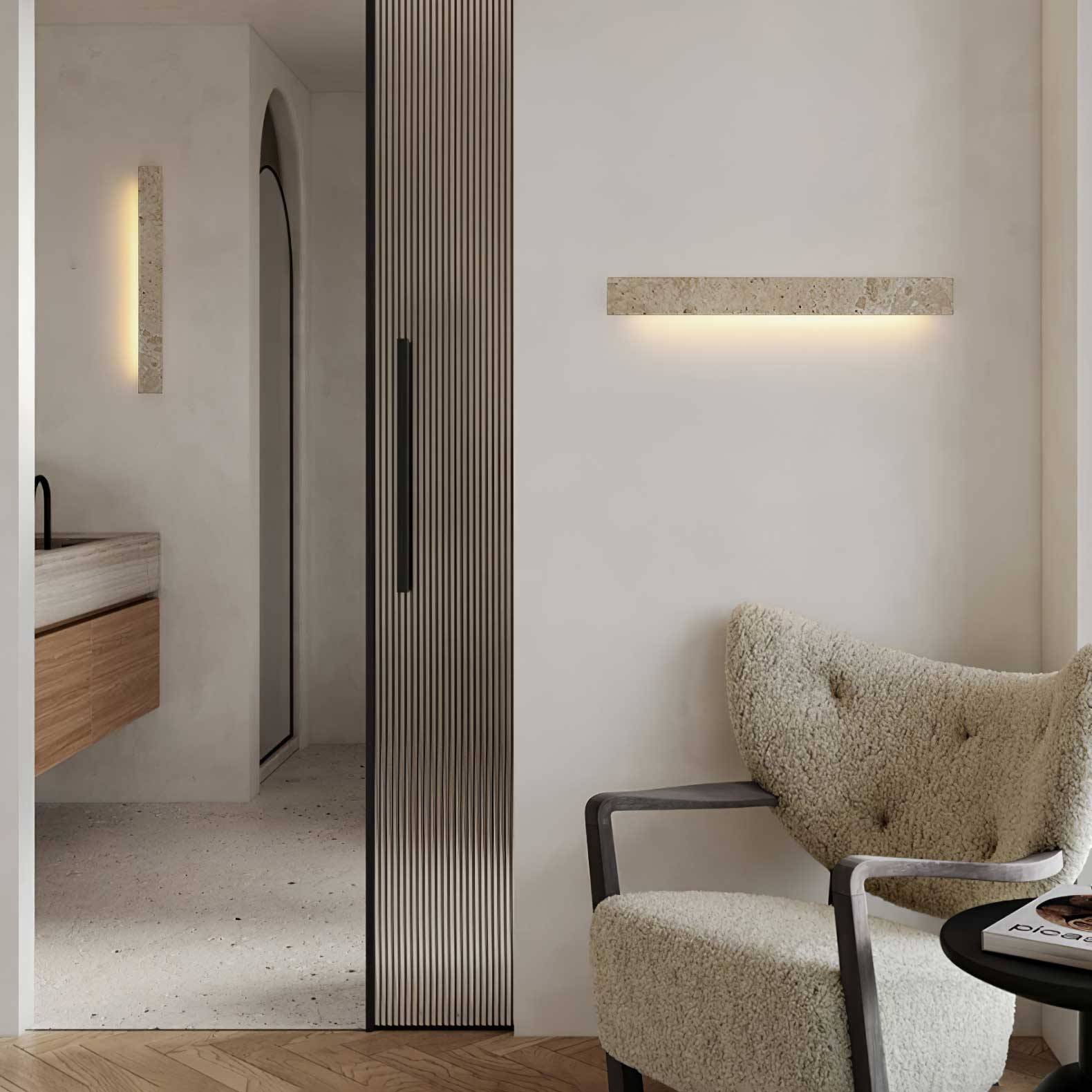 Freyza | Applique murale suspendue en travertin Ardora – chambre, couloir