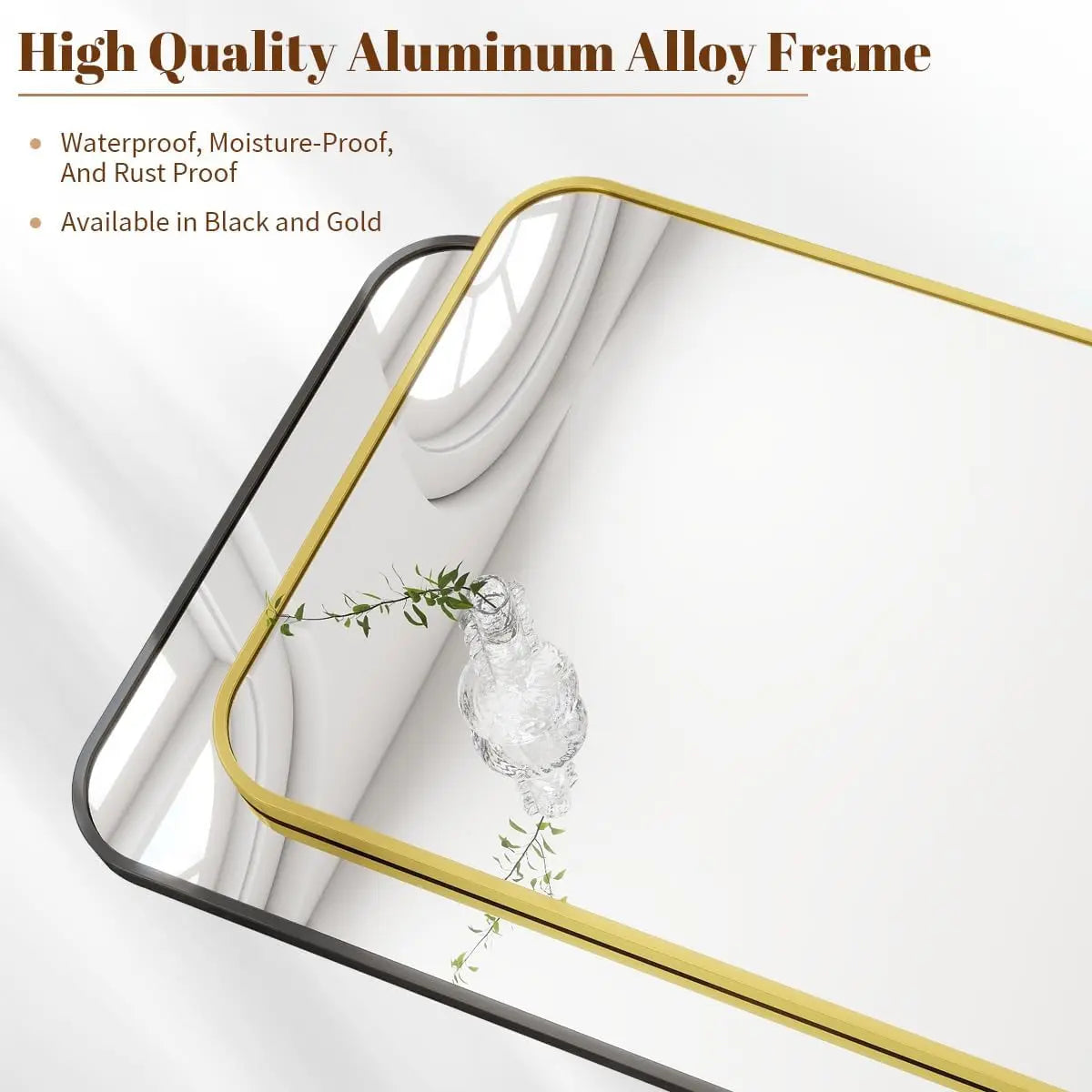 Stylish Bathroom Mirror | 20 x 28 Wall-Mounted Design with Rounded Corners | Elegant Aluminum Frame for Modern Decor 1