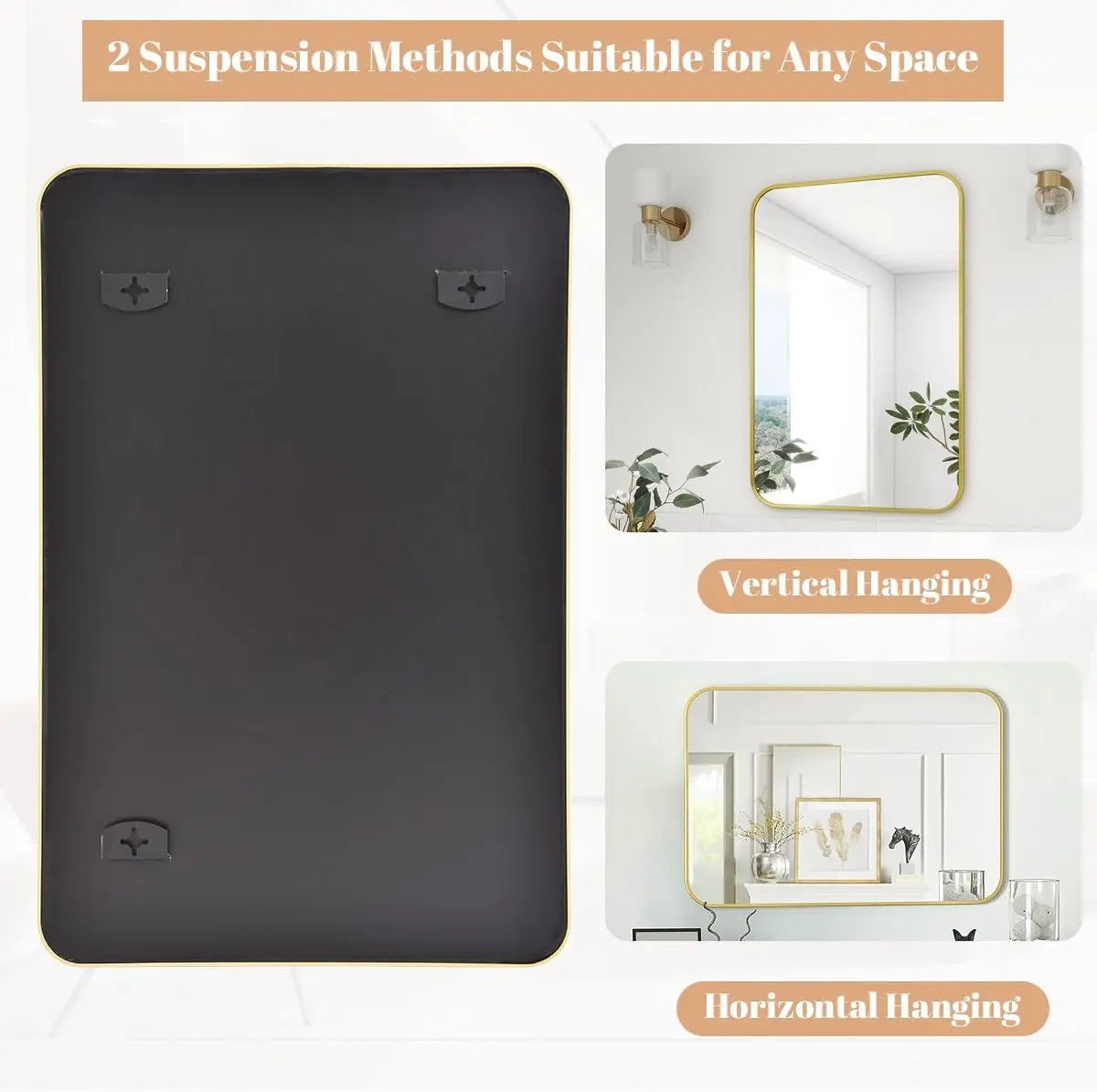 Stylish Bathroom Mirror | 20 x 28 Wall-Mounted Design with Rounded Corners | Elegant Aluminum Frame for Modern Decor 3