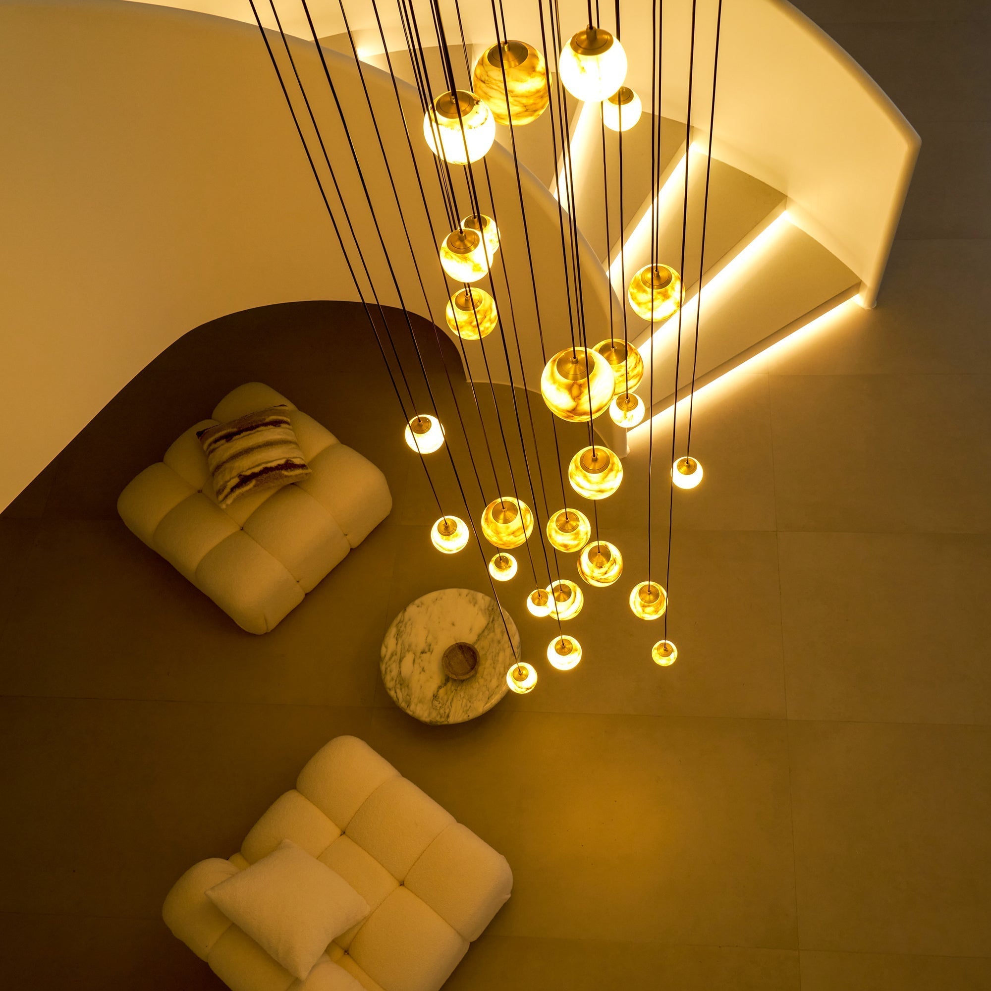 Freyza | Arsorarae Cluster Alabaster Chandelier – Dining Room Living Room