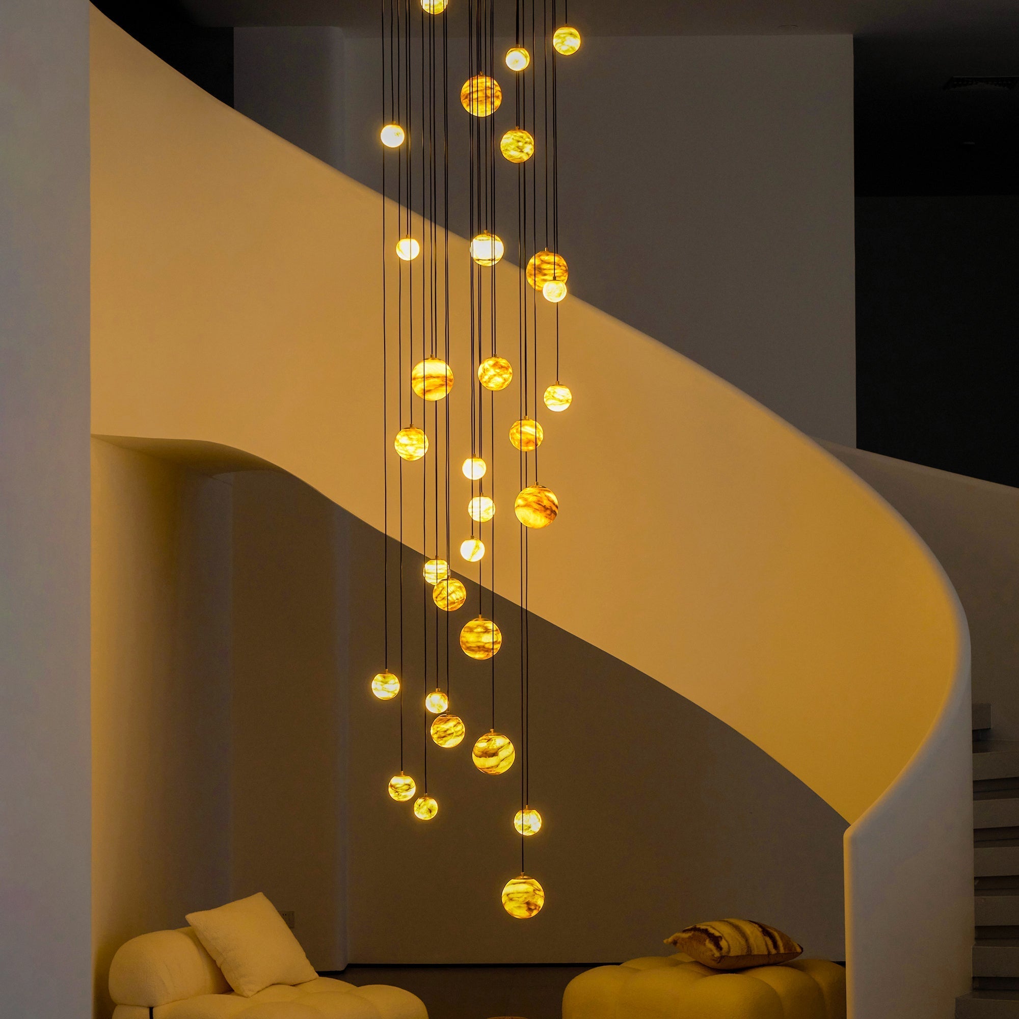Freyza | Arsorarae Cluster Alabaster Chandelier – Dining Room Living Room