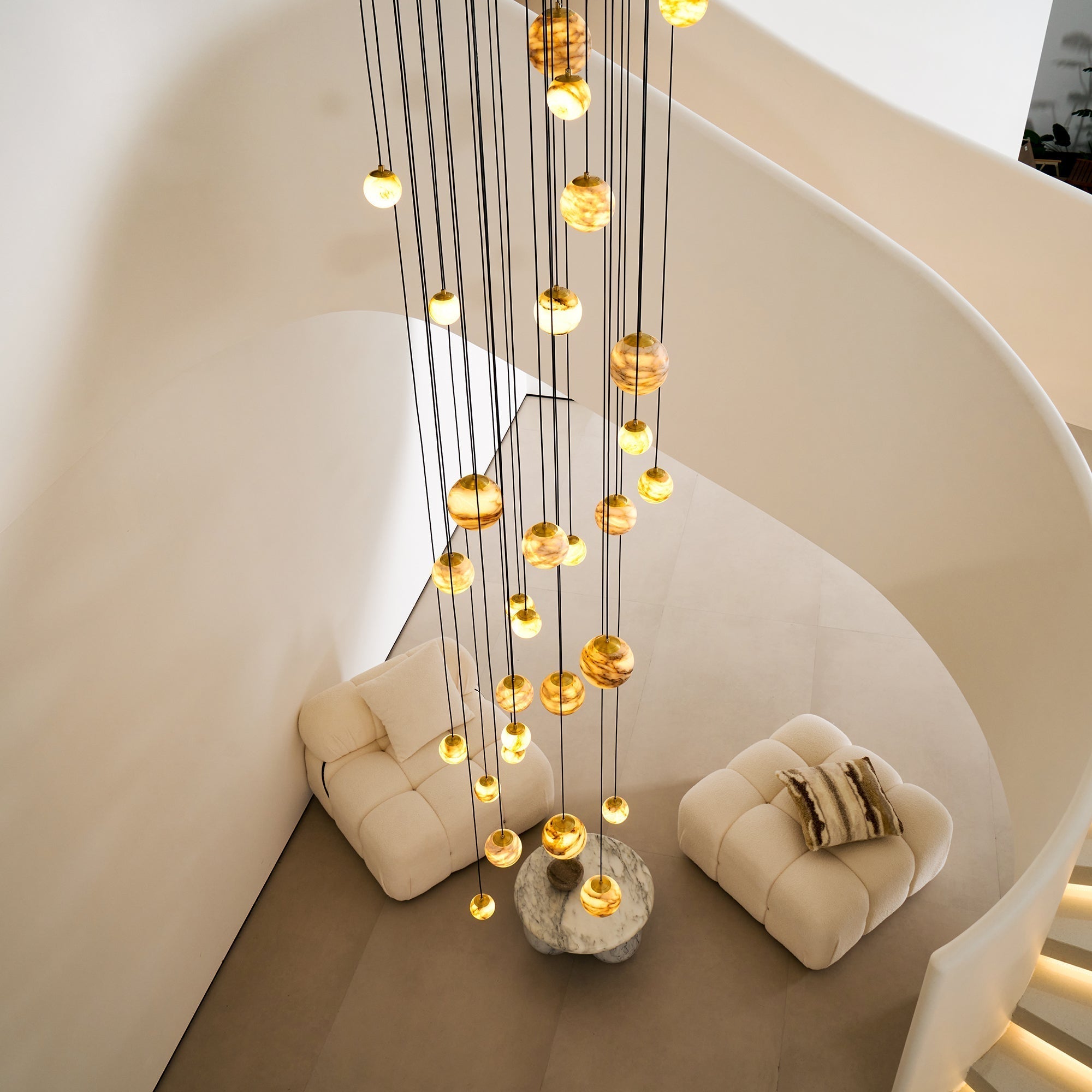 Freyza | Arsorarae Cluster Alabaster Chandelier – Dining Room Living Room